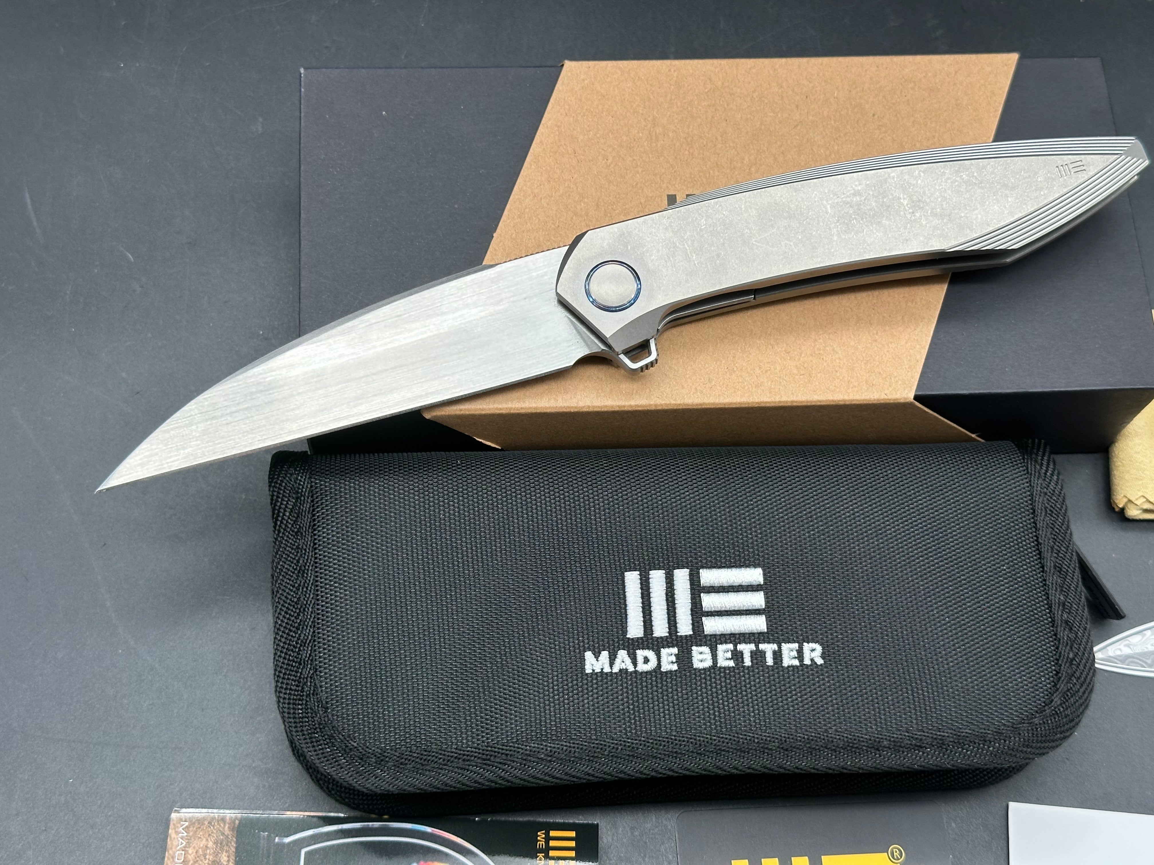 WE Knife Co. Fluxor Liner Lock Knife Gray Titanium (4" Hand Satin)