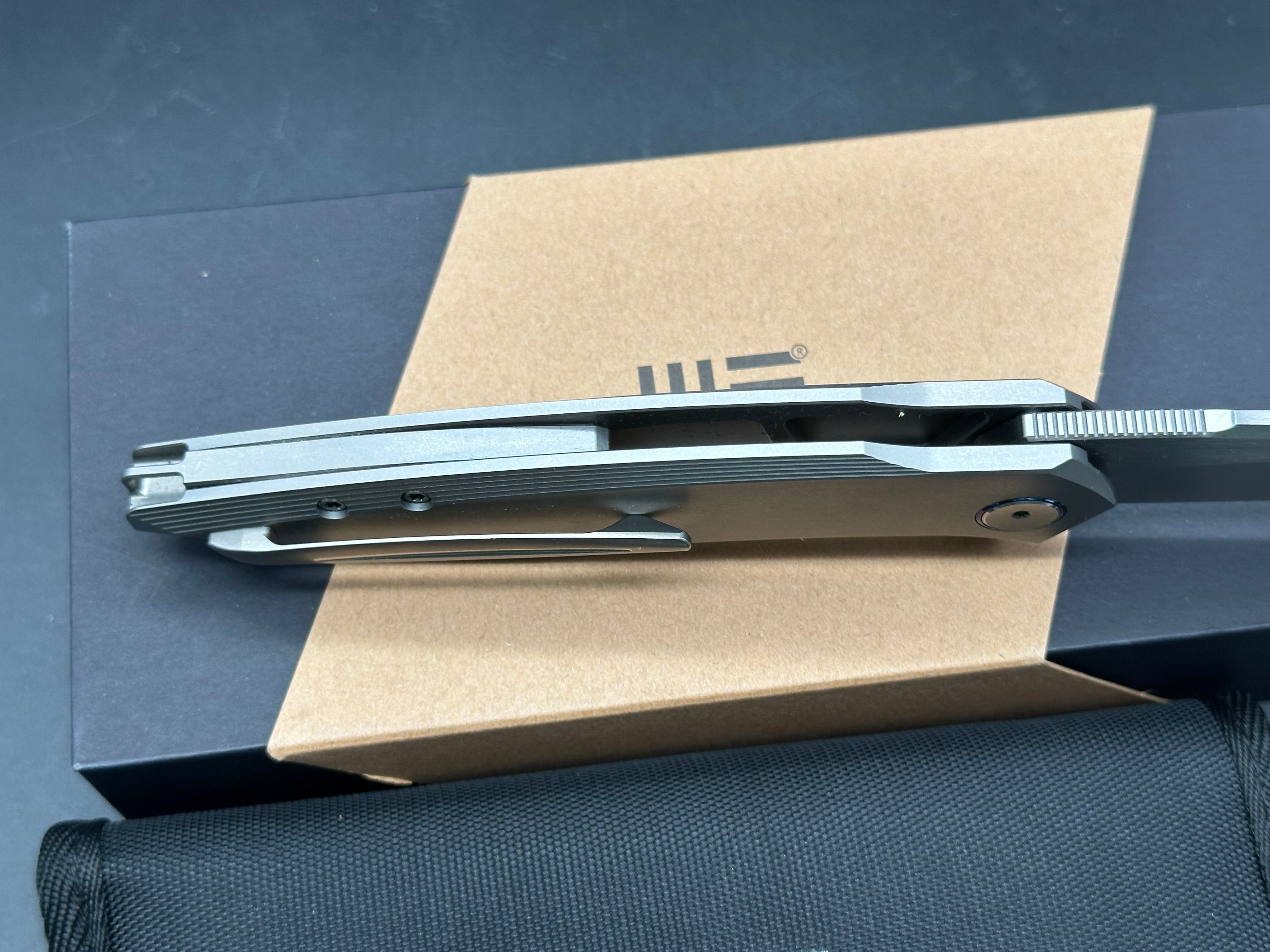 WE Knife Co. Fluxor Liner Lock Knife Gray Titanium (4" Hand Satin)