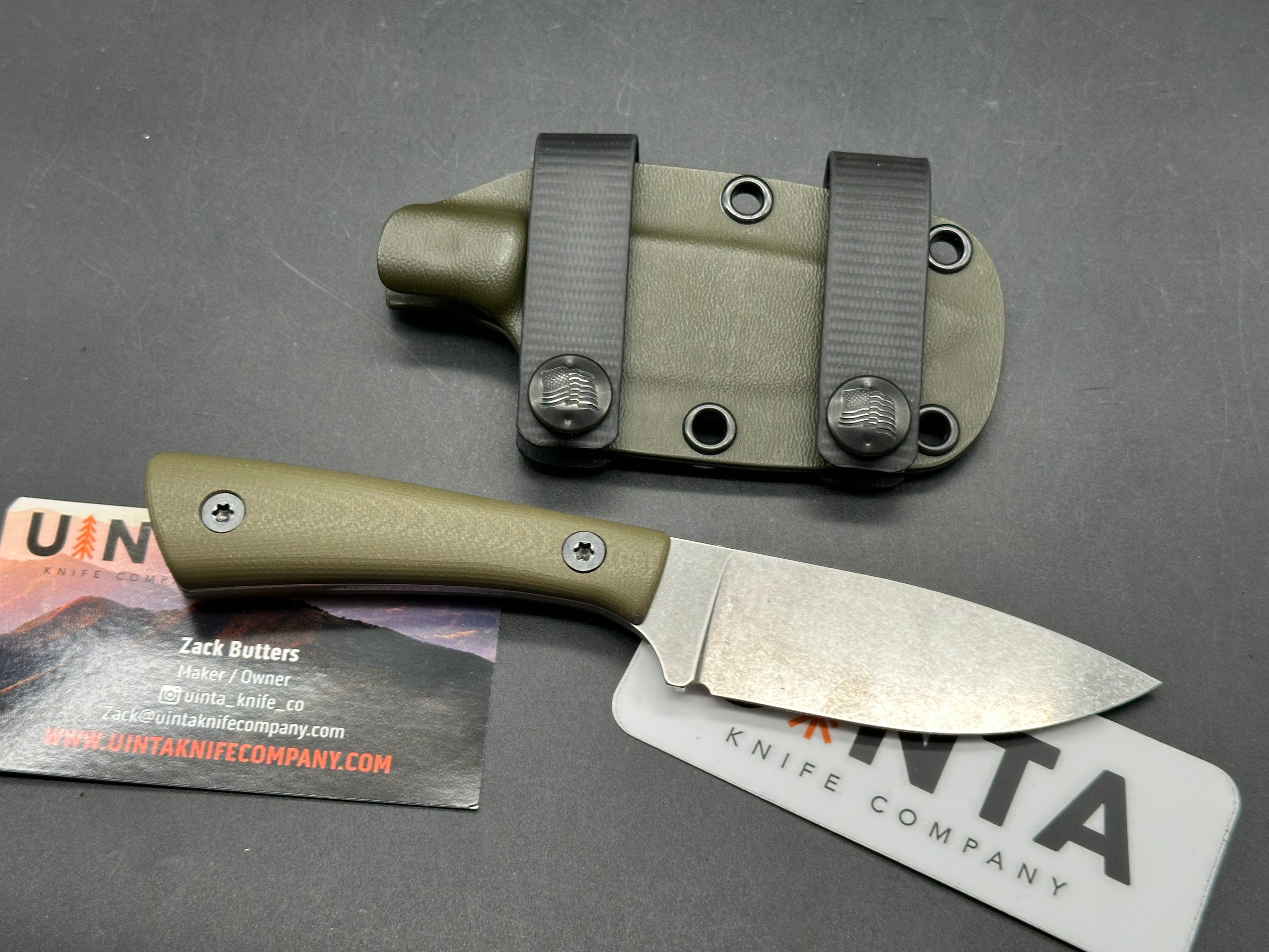 Uinta Hunter v2 3" AEB-L OD Green G10 Scales plus Kydex Sheath