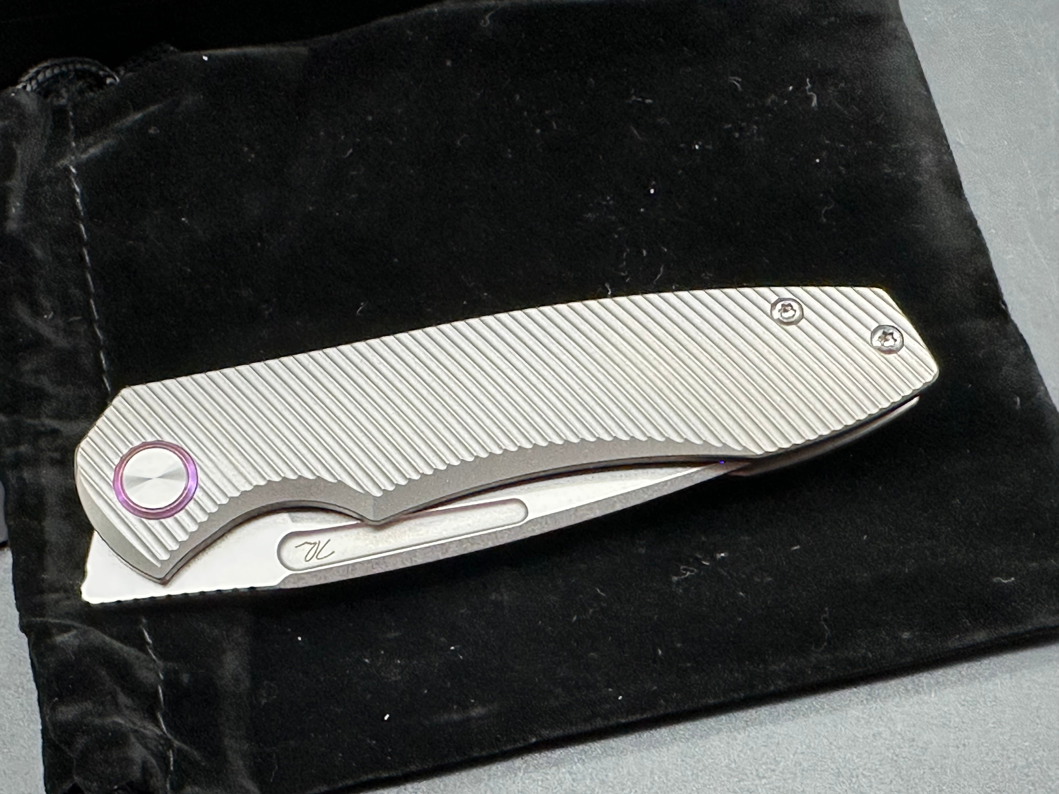 T.W. Price Dawn v.3 (3.3") CPM MagnaCut Stonewash Blade with Deep Angle Milled Titanium Scales