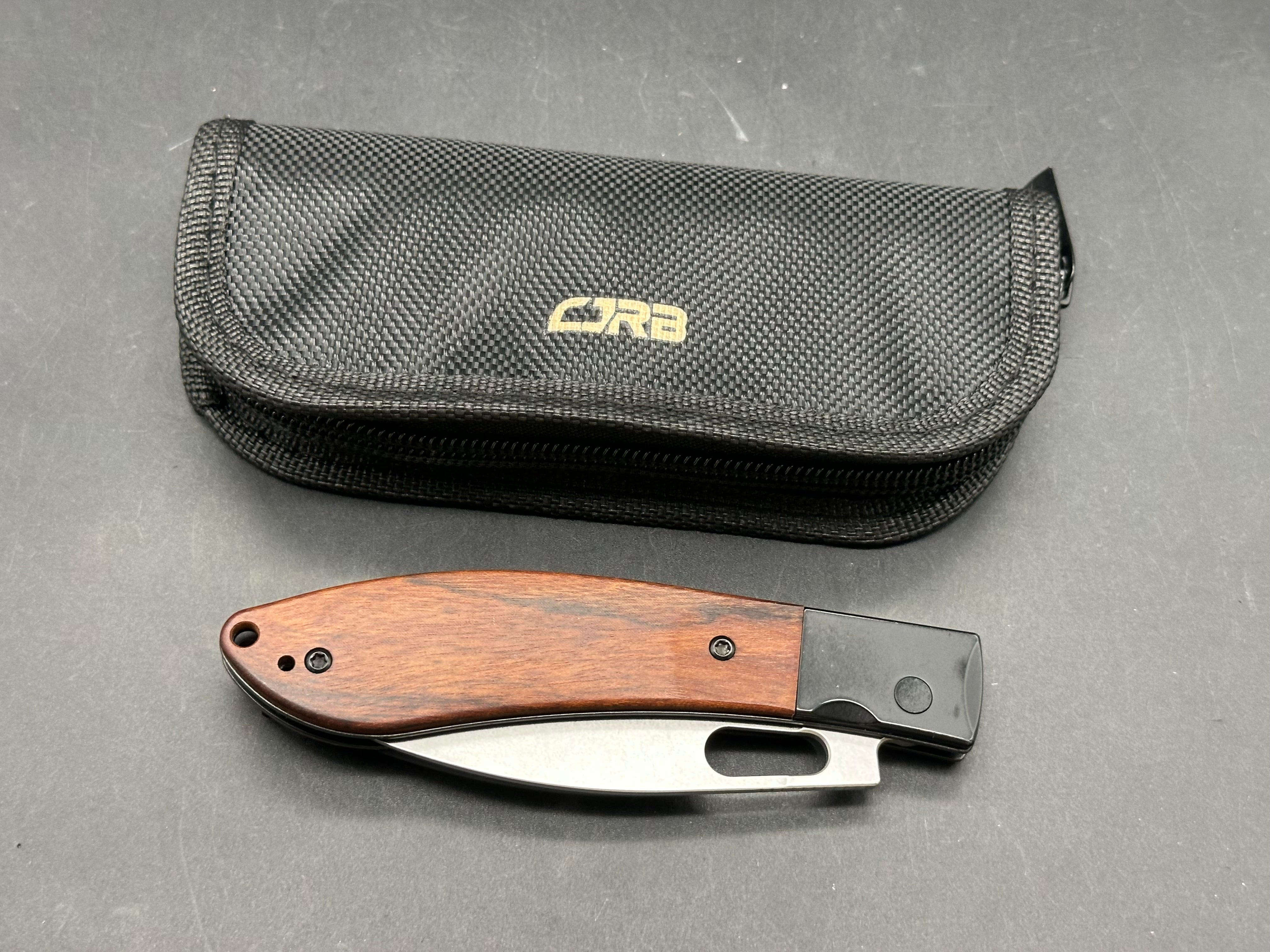 CJRB Sasaya Button Lock Knife Wood (3.5" Stonewash)