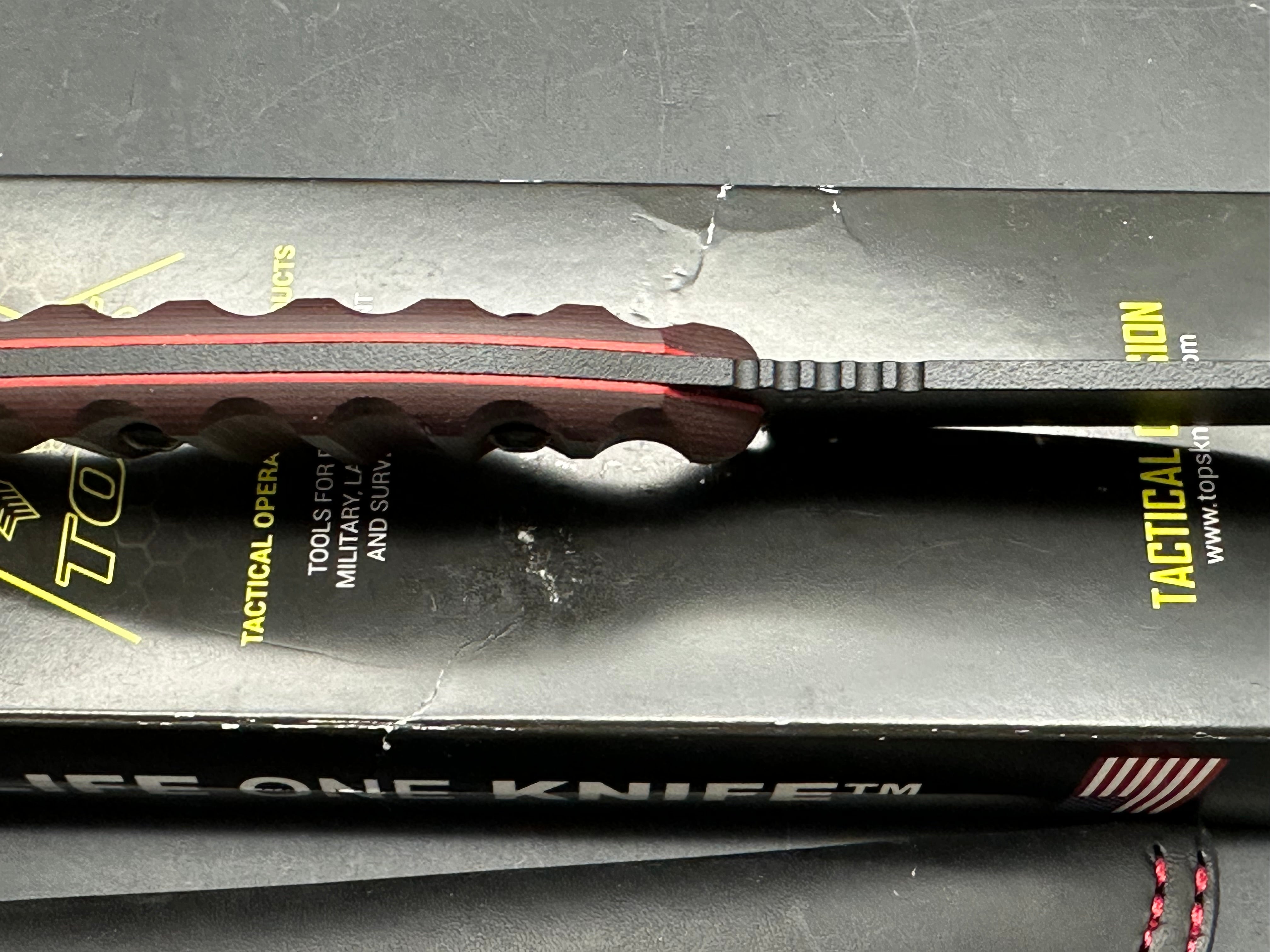 Tops Viper Scout 1095 steel with black/red G-10 scales