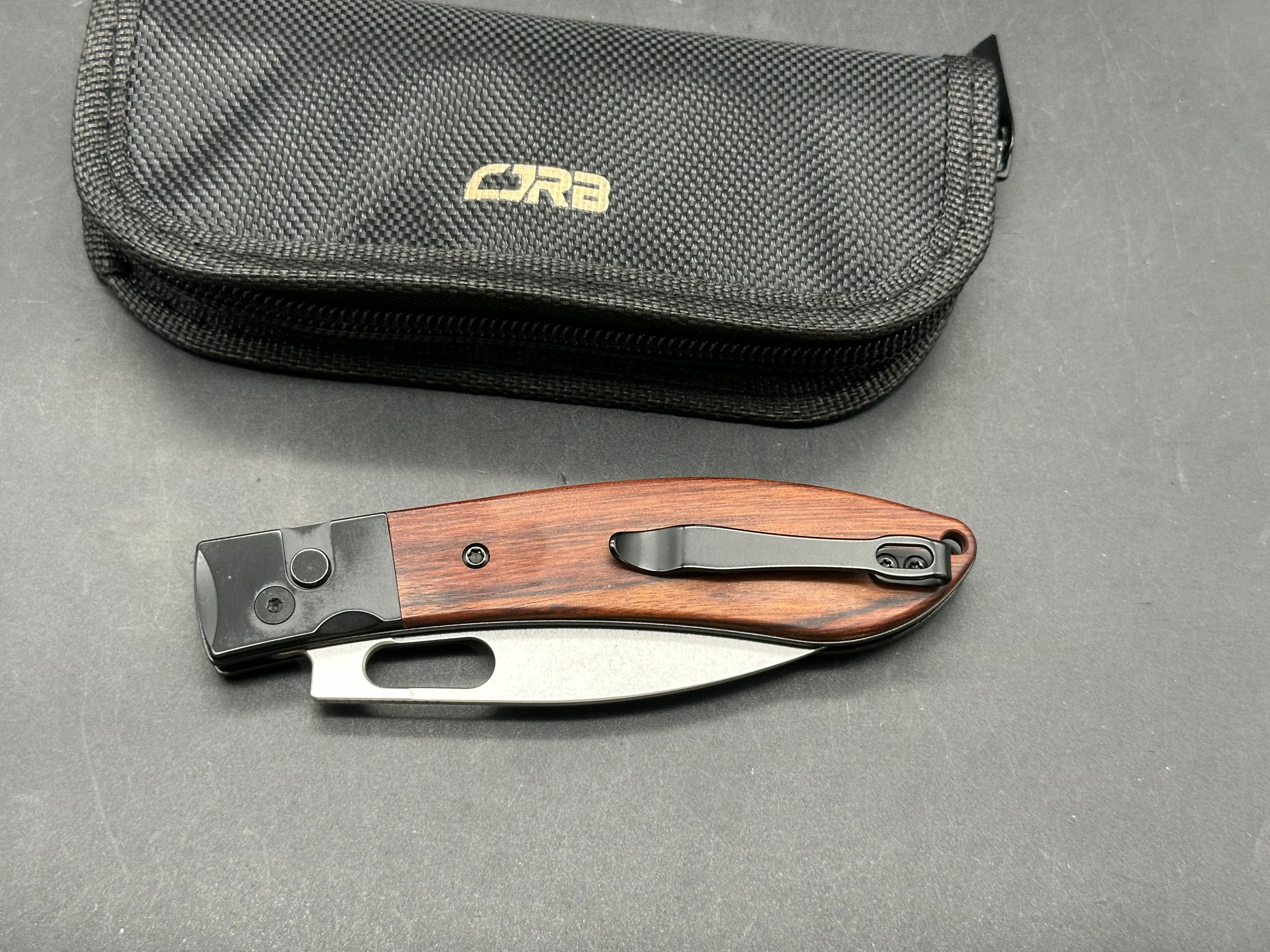 CJRB Sasaya Button Lock Knife Wood (3.5" Stonewash)