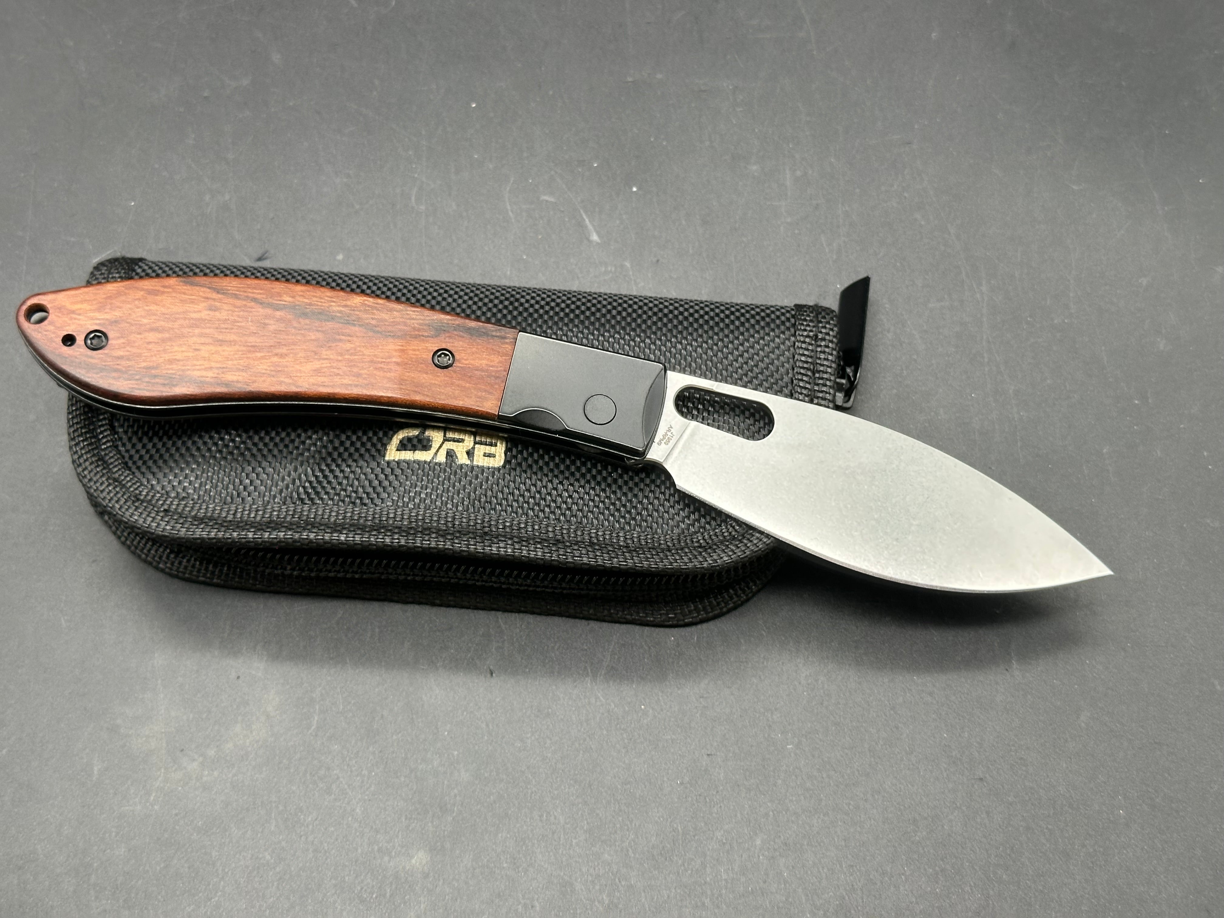 CJRB Sasaya Button Lock Knife Wood (3.5" Stonewash)