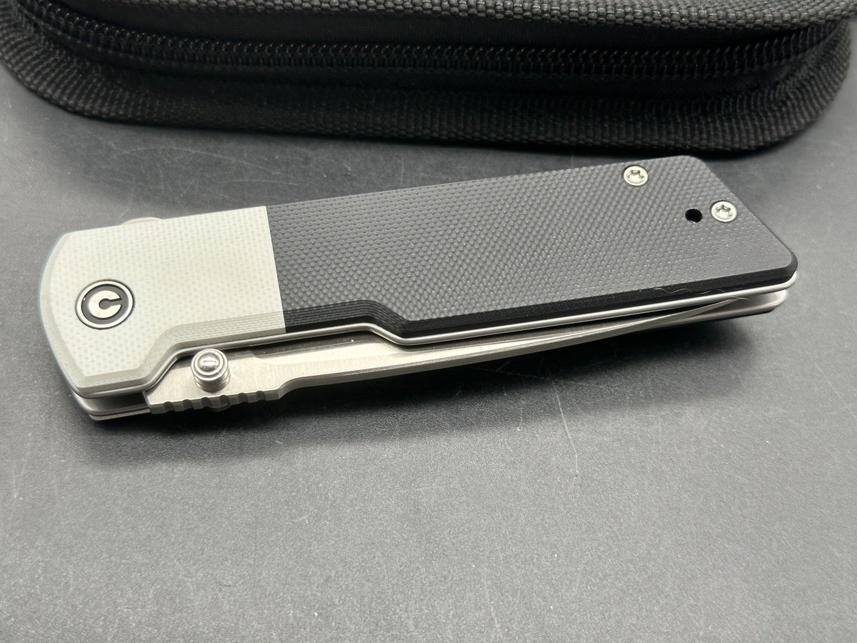 CIVIVI ZYGON WHITE/BLACK G-10 HANDLE NITRO-V PLAIN EDGE SATIN FINISH