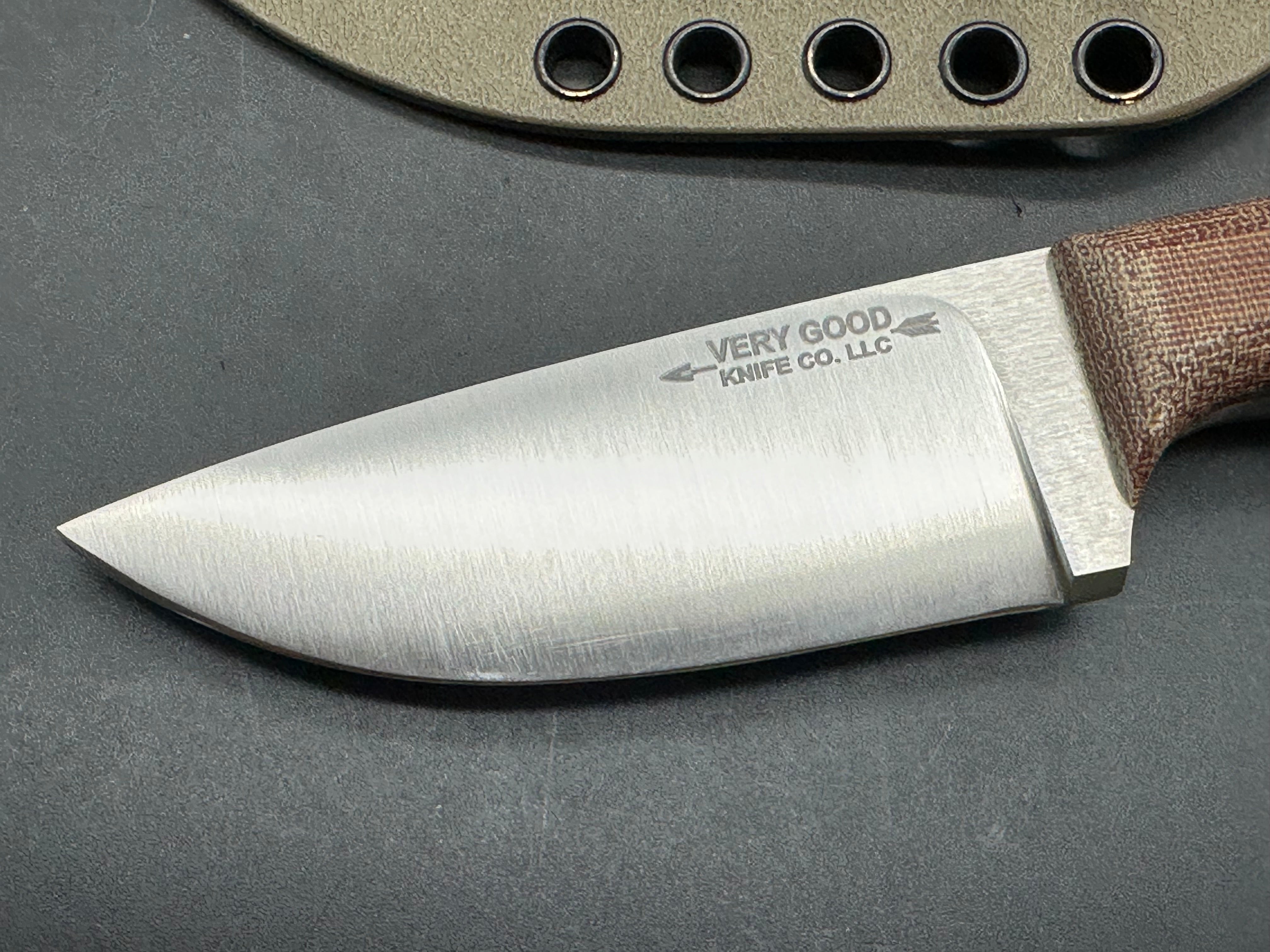 Very Good Knife Company - Adventure in Nitro-V with natural canvas micarta handles, custom Convex grind
