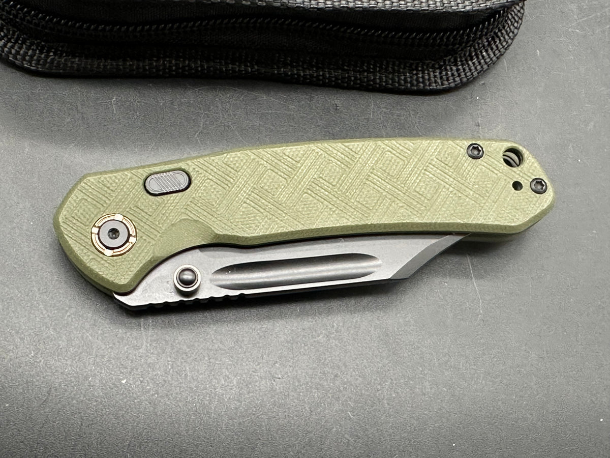 CJRB BOWIE PYRITE GREEN TEXTURED G10 HANDLE AR-RPM9 BLACK PVD FINISH