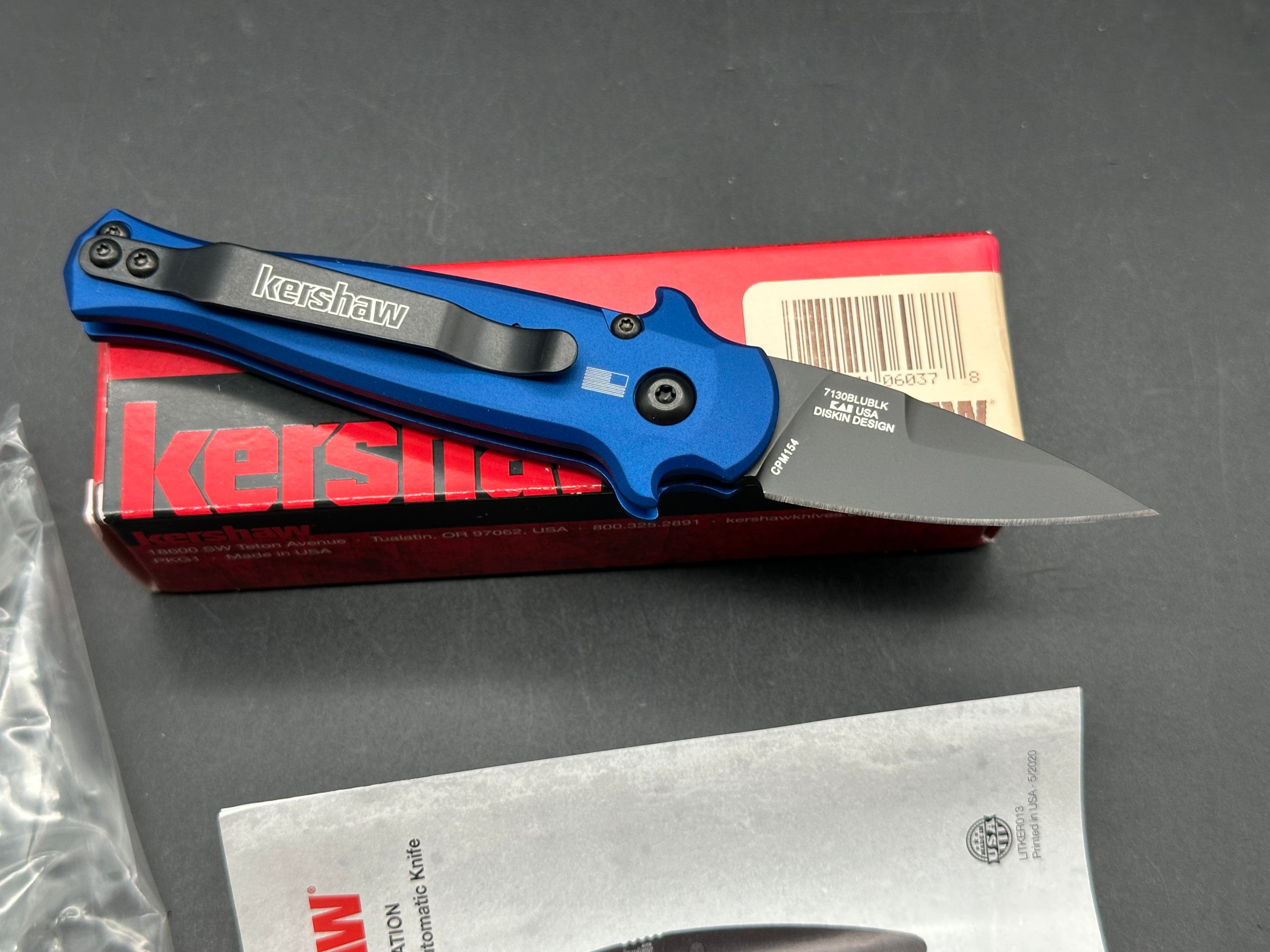 Kershaw Launch 12 CA Legal Mini Stiletto Automatic Knife Blue (1.9" Black)