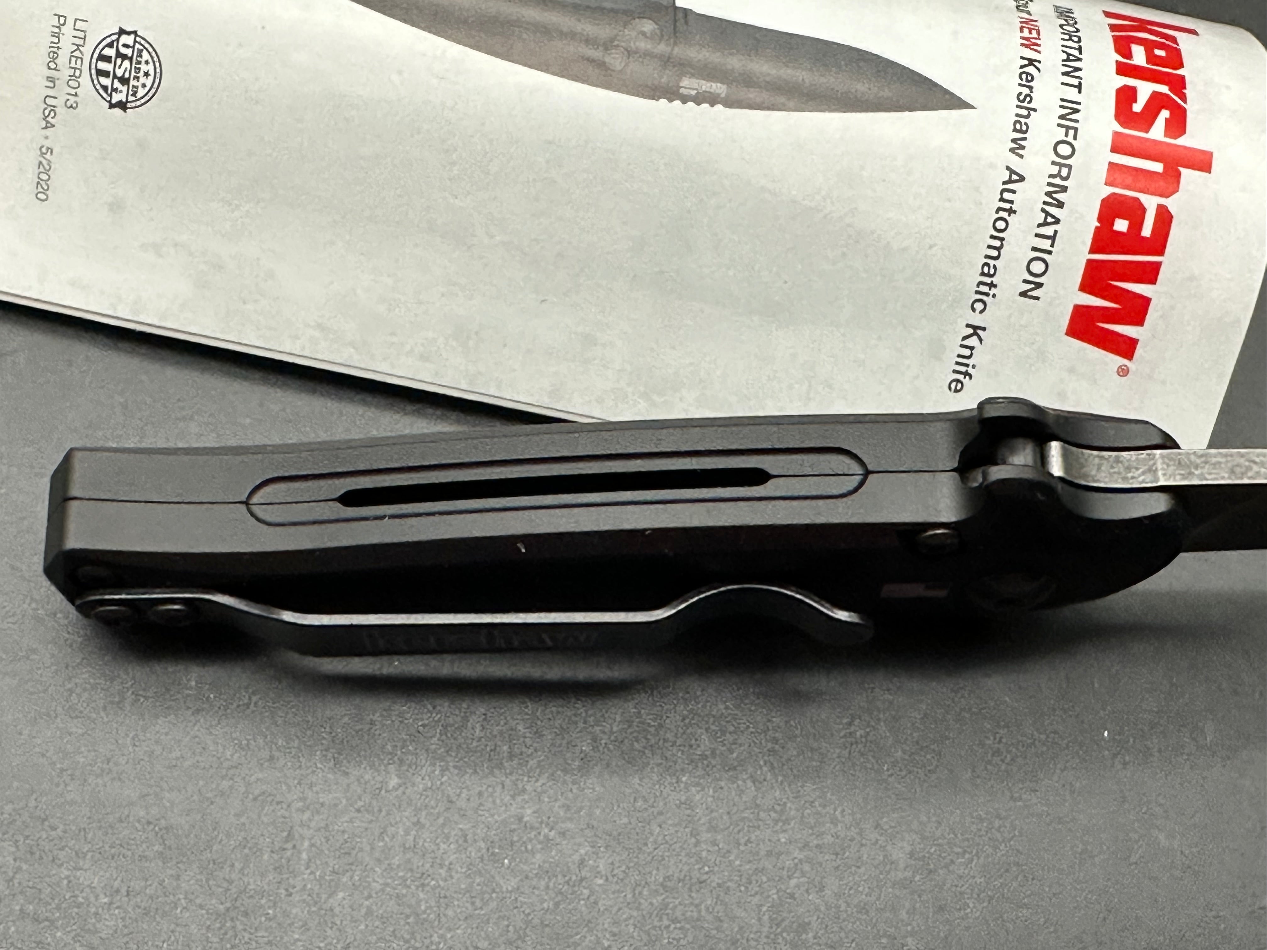 Kershaw Launch 12 CA Legal Mini Stiletto Automatic Knife Black/CF (1.9"Black SW)