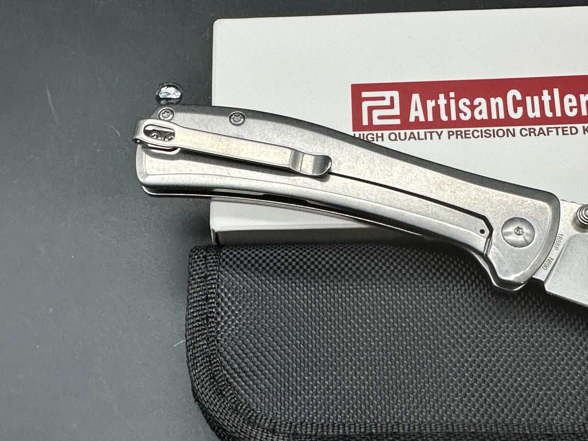ArtisanCutlery Santee Frame Lock Steel Handle (3.54'' N690 Steel Stone Wash Blade)