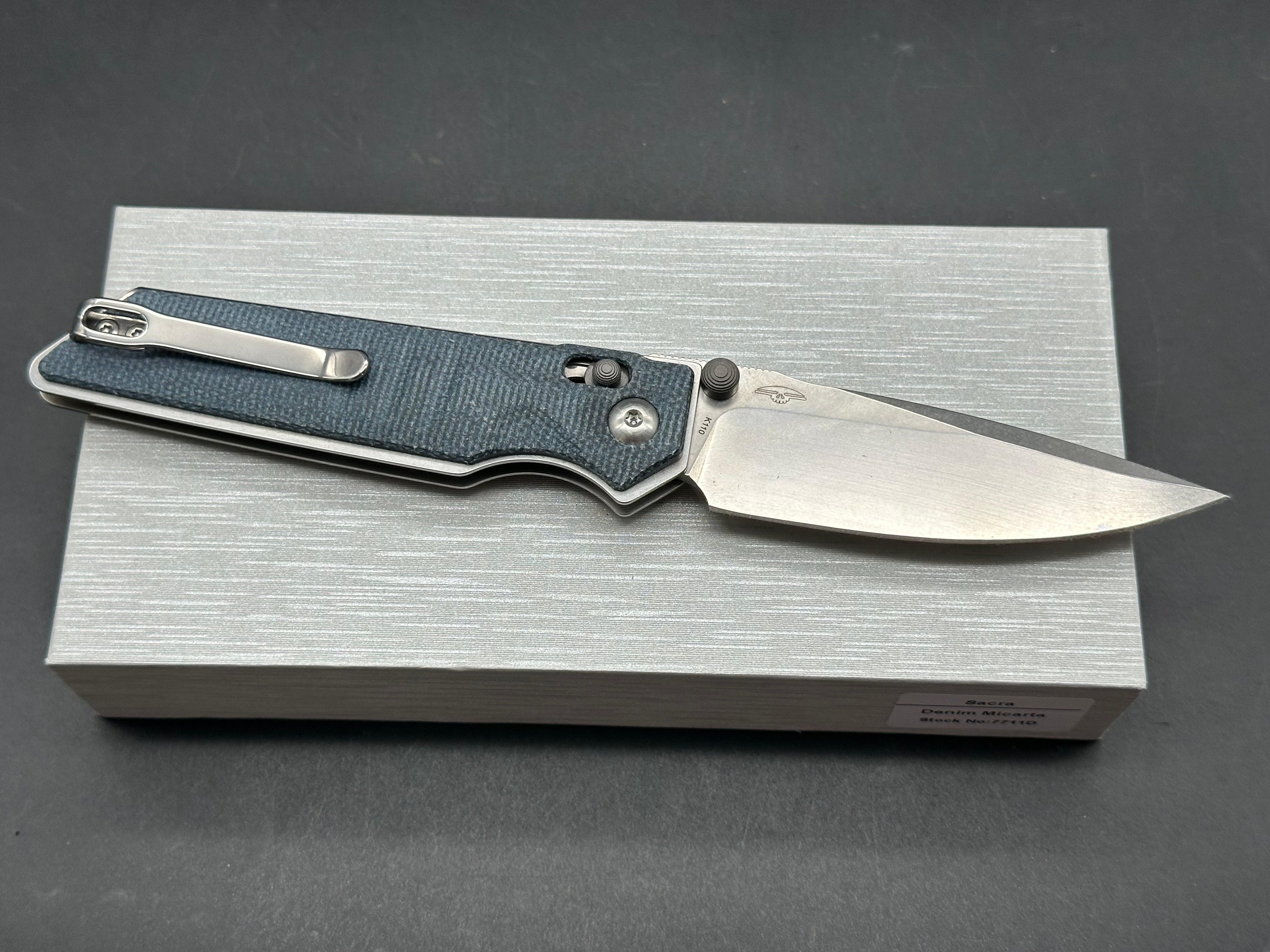 REAL STEEL REAL STEEL SACRA SLIDE LOCK POCKET KNIFE DENIM MICARTA HANDLE