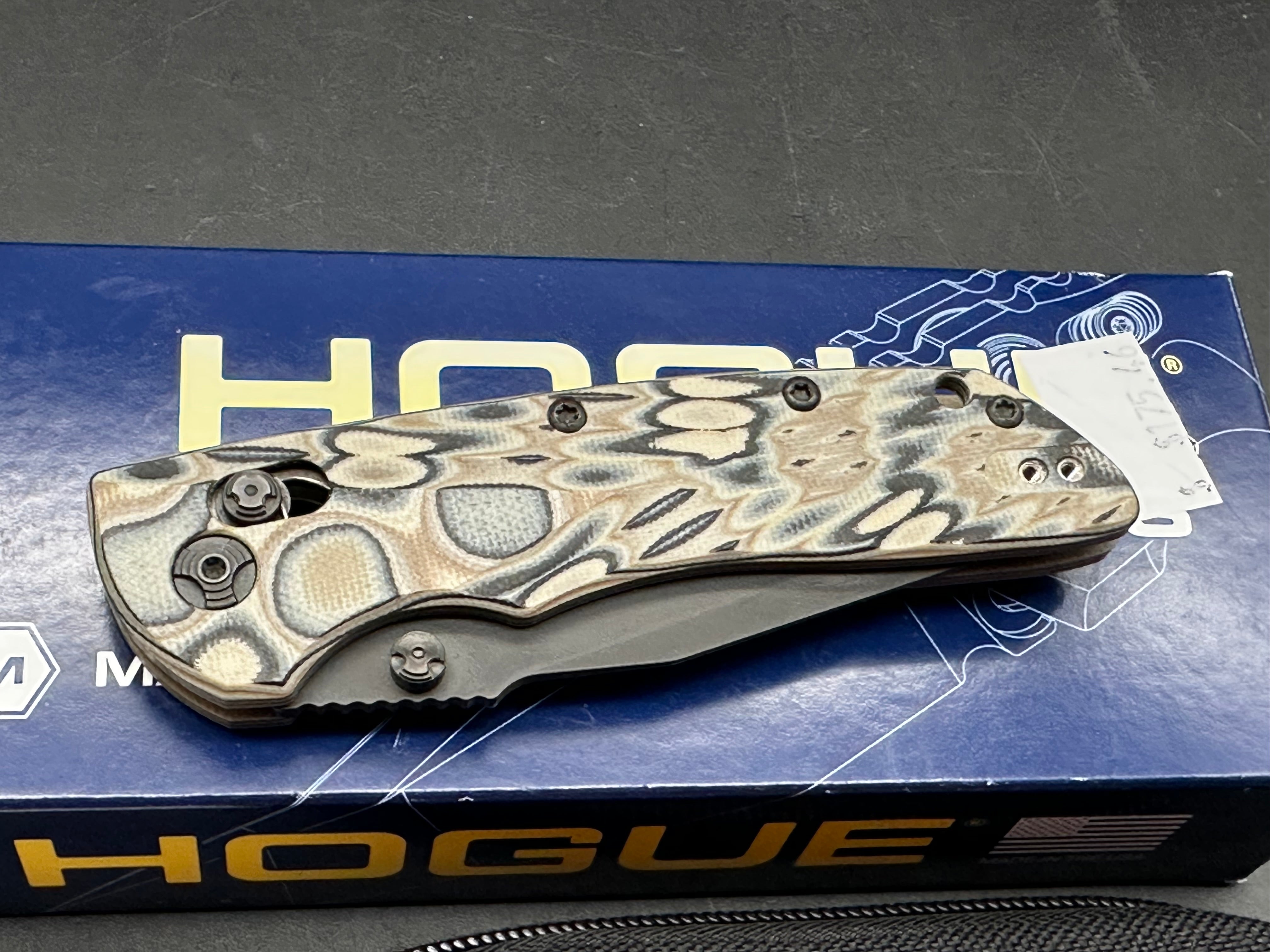 Hogue Deka 3.25" CPM-20CV Black Cerakote Modified Wharncliffe Blade, G-Mascus FDE G10 Handles