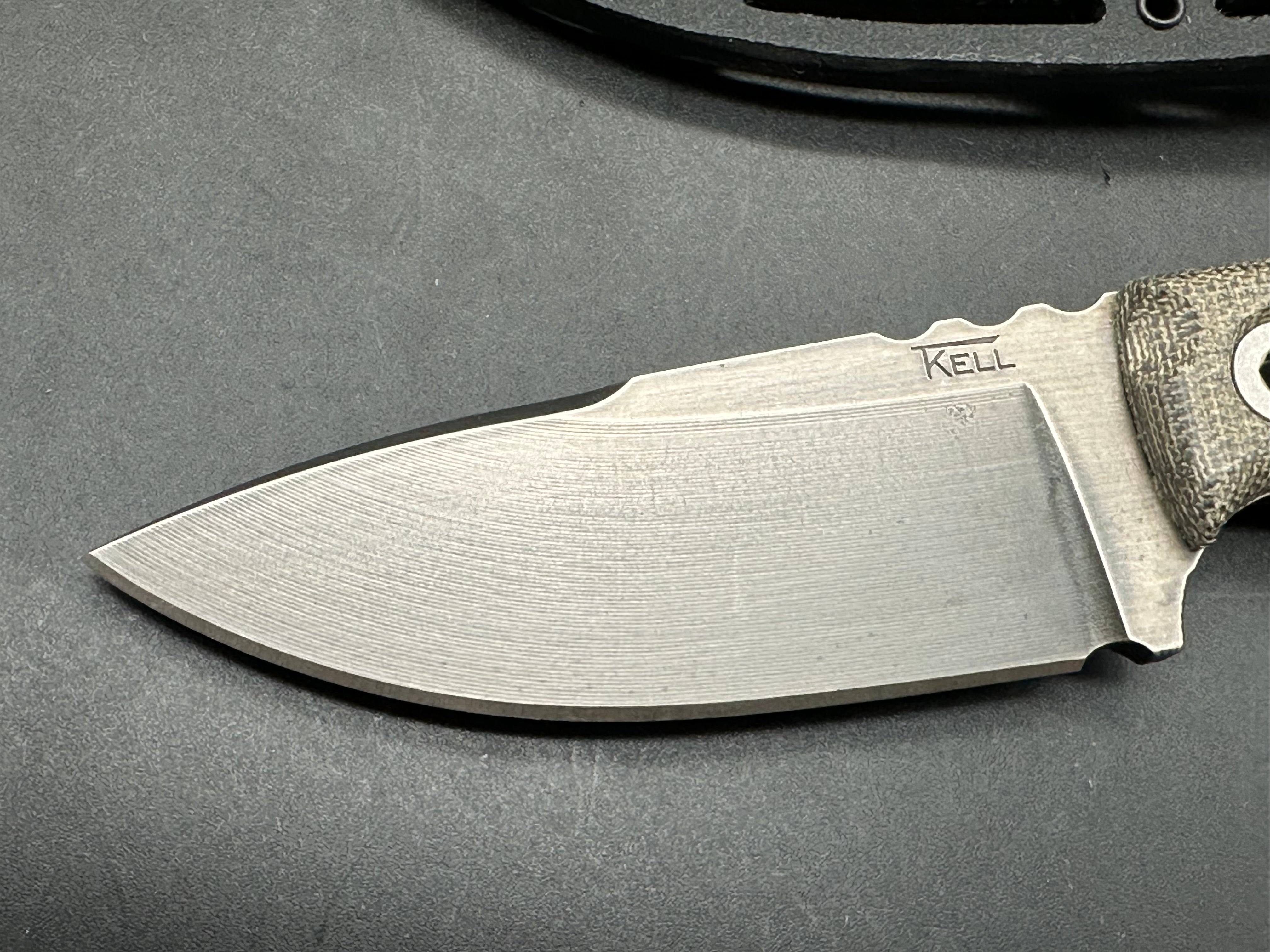 TKell Knives Raider in AEB-L with nickel boron coating, green micarta scales