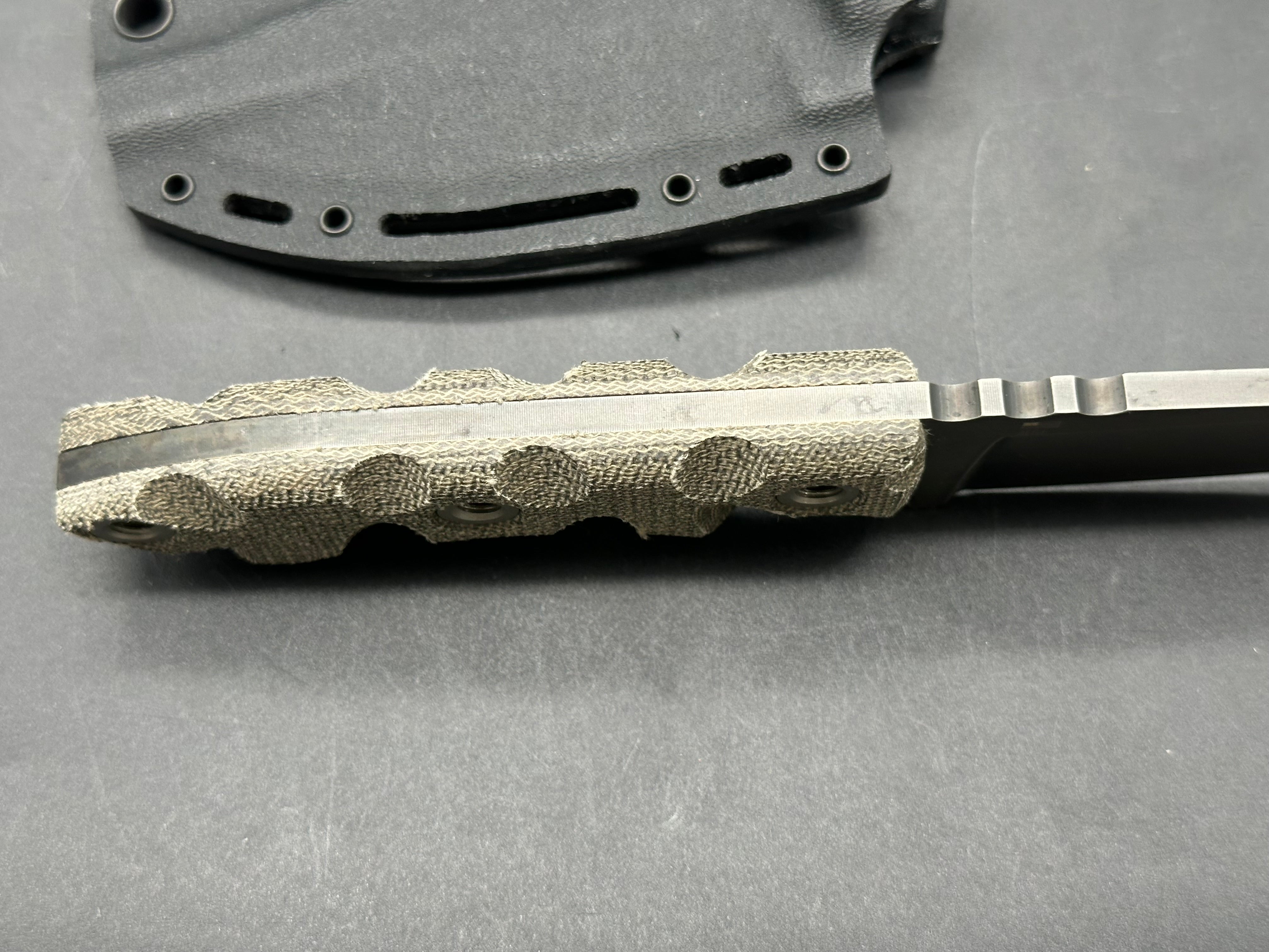 TKell Knives Raider in AEB-L with nickel boron coating, green micarta scales