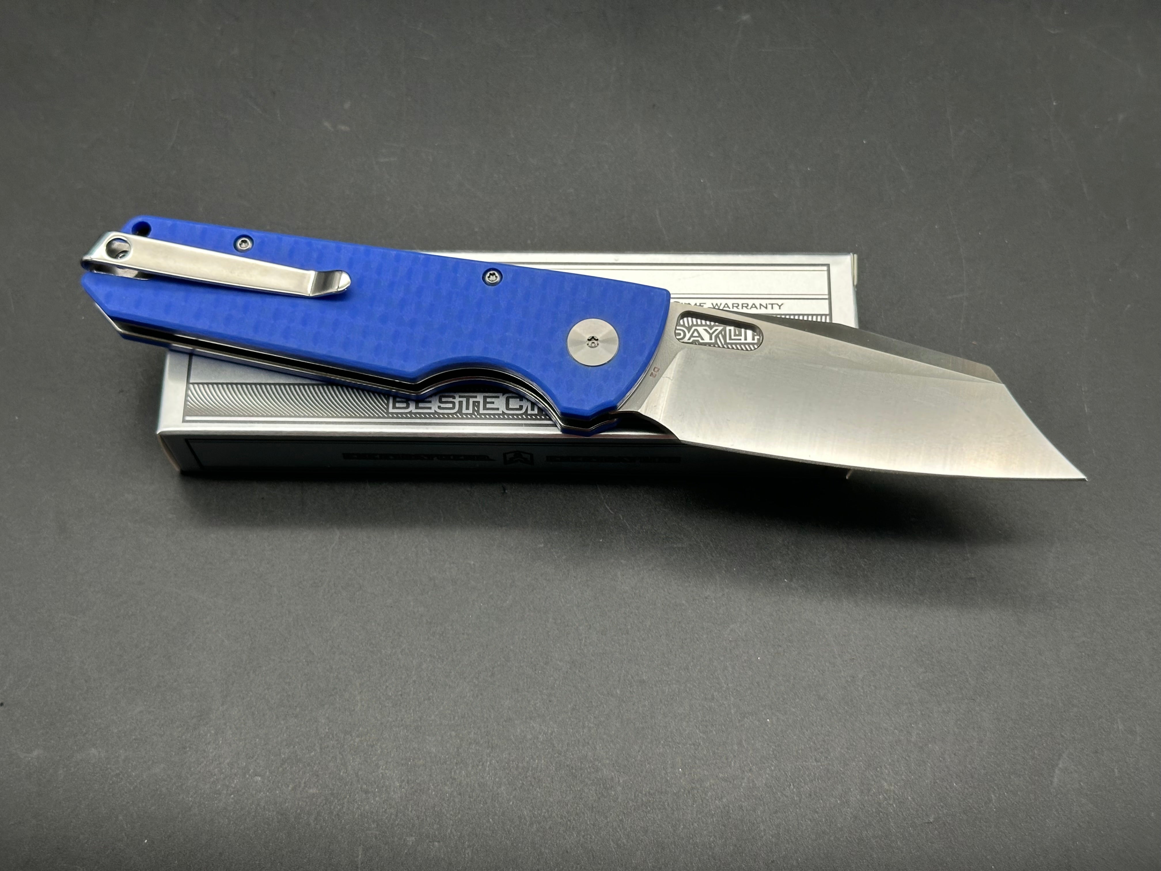 BESTECHMAN GUARDIAN FOLDING KNIFE BLUE G10 HANDLE D2 PLAIN EDGE