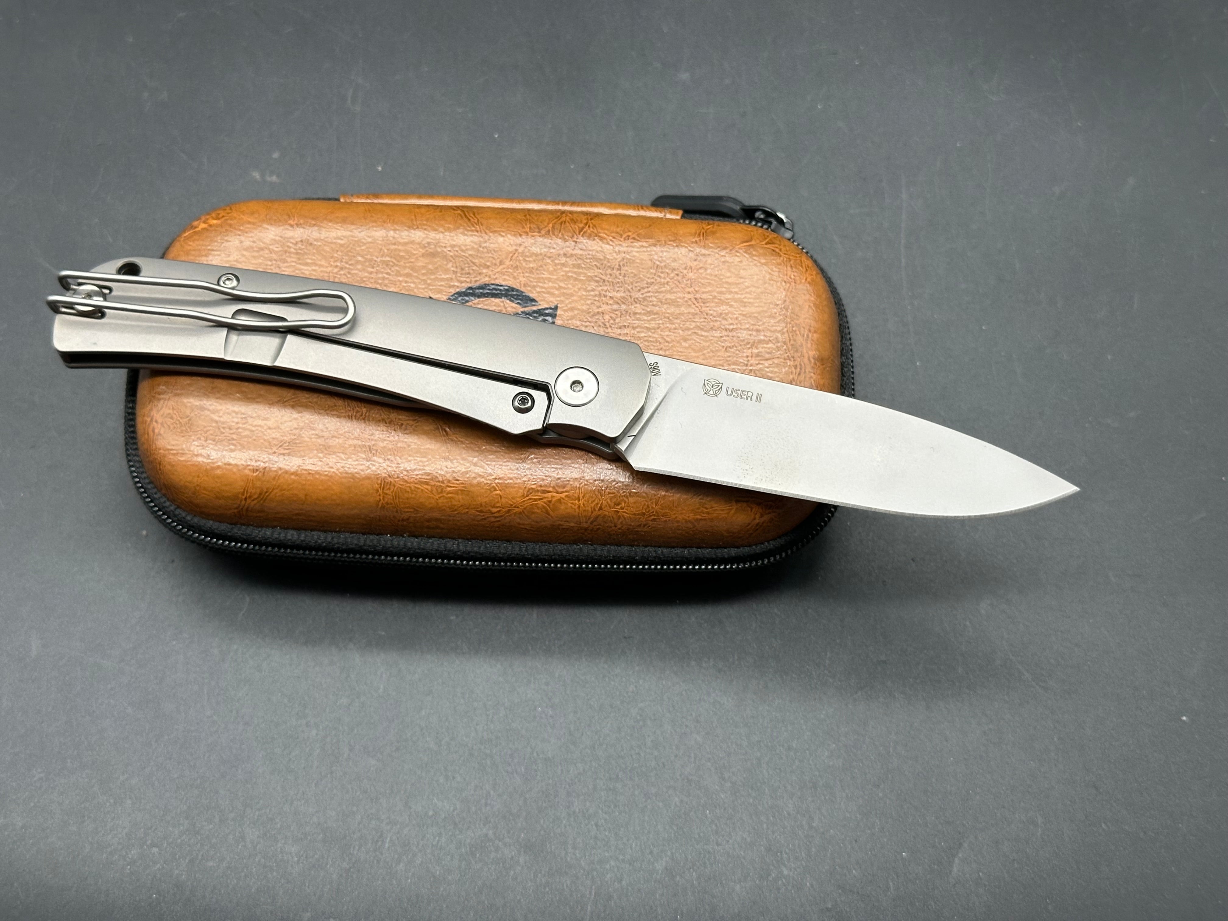 PMP Knives User II Frame Lock Knife Gray Titanium (3" Bead Blast)