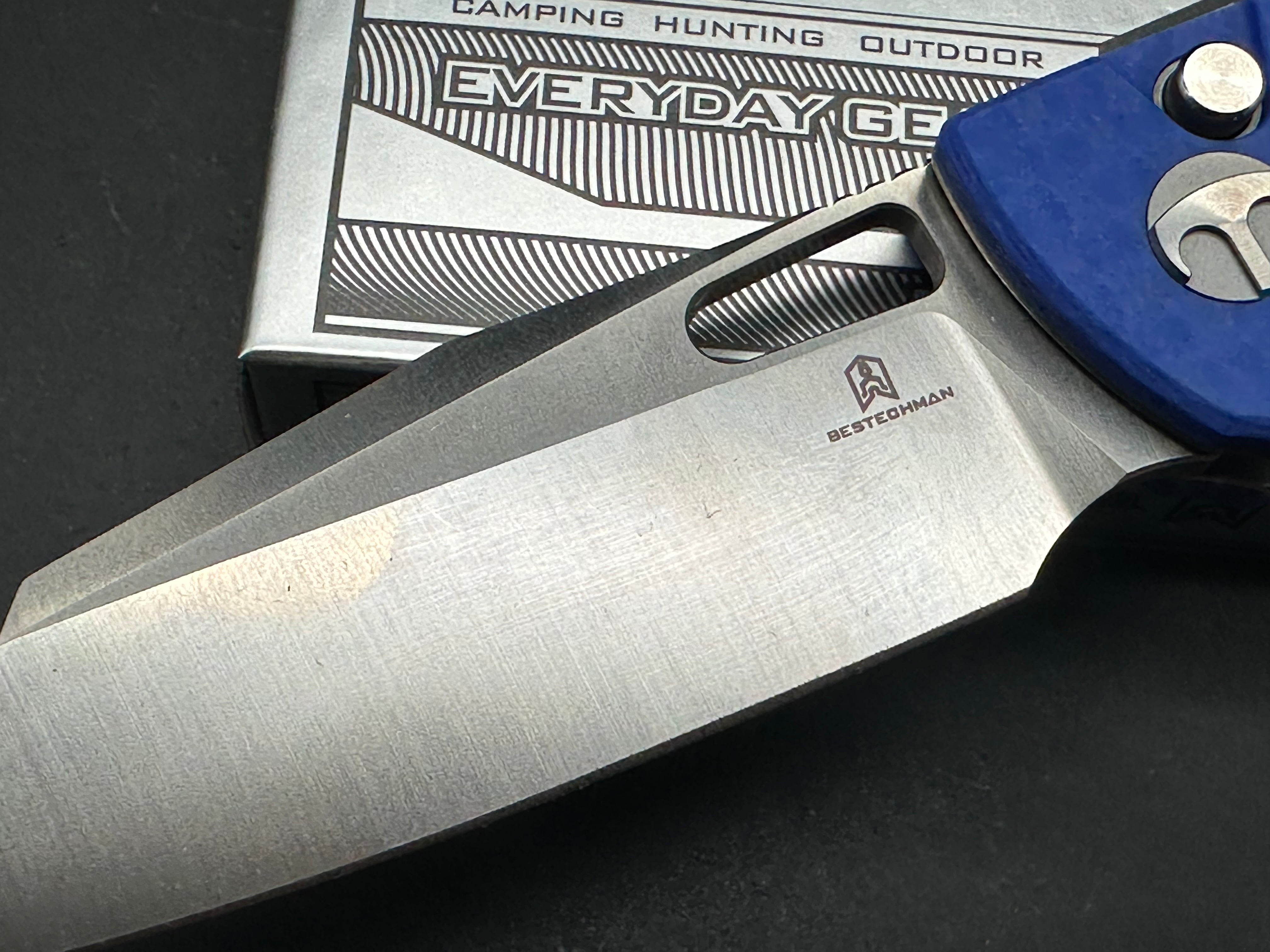 BESTECHMAN GUARDIAN FOLDING KNIFE BLUE G10 HANDLE D2 PLAIN EDGE