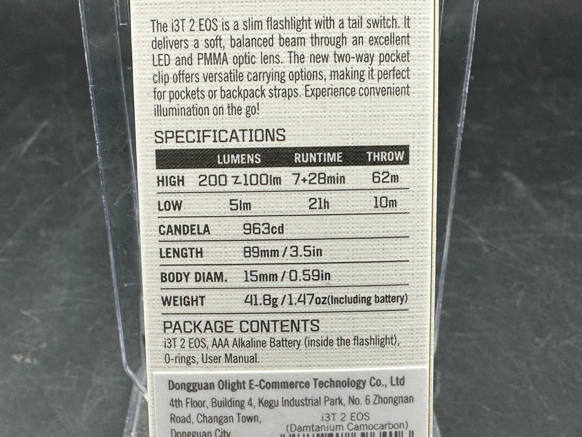 Olight I3T flashlight Dantanium CamoCarbon (sealed in box)