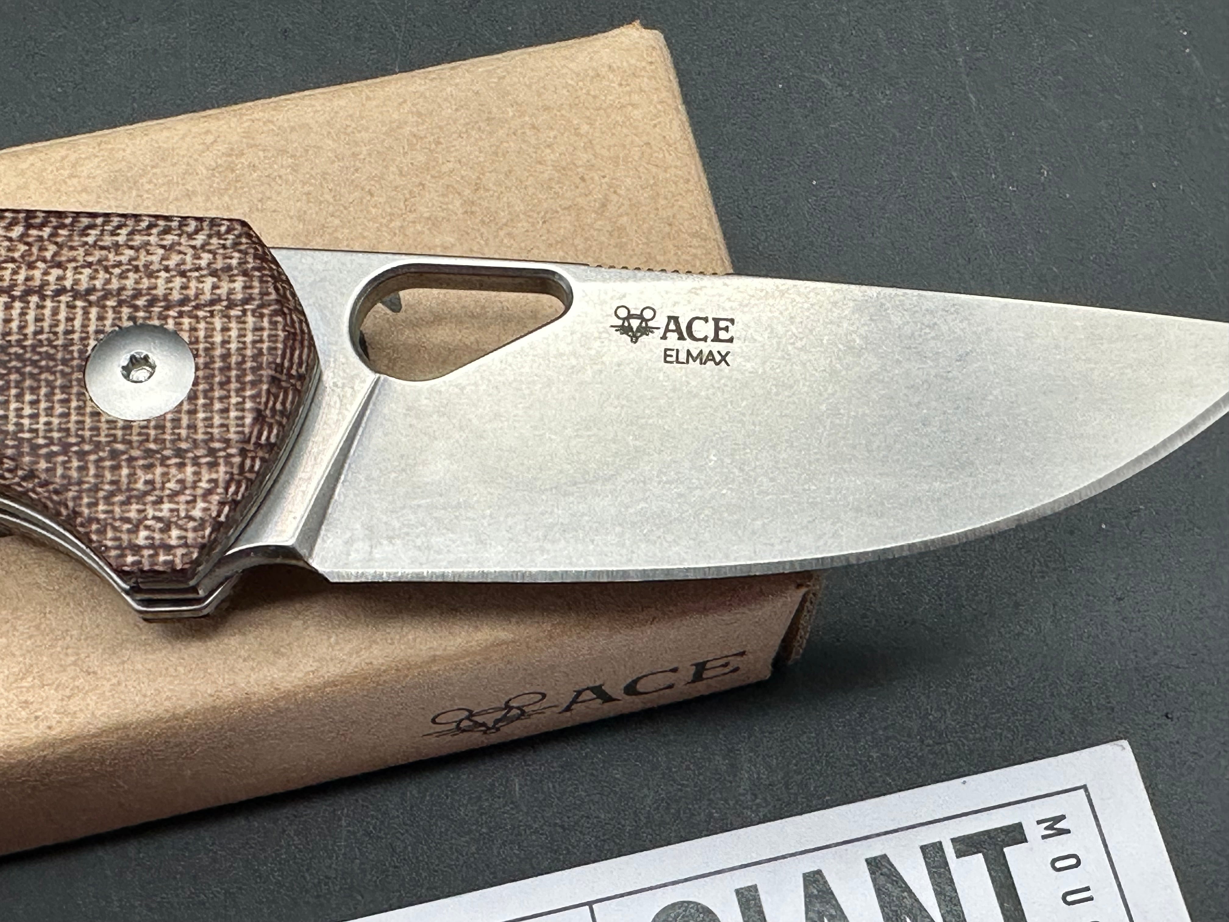 GiantMouse Vox/Anso ACE Nimbus V2 Liner Lock Knife Natural Micarta (3" Satin)