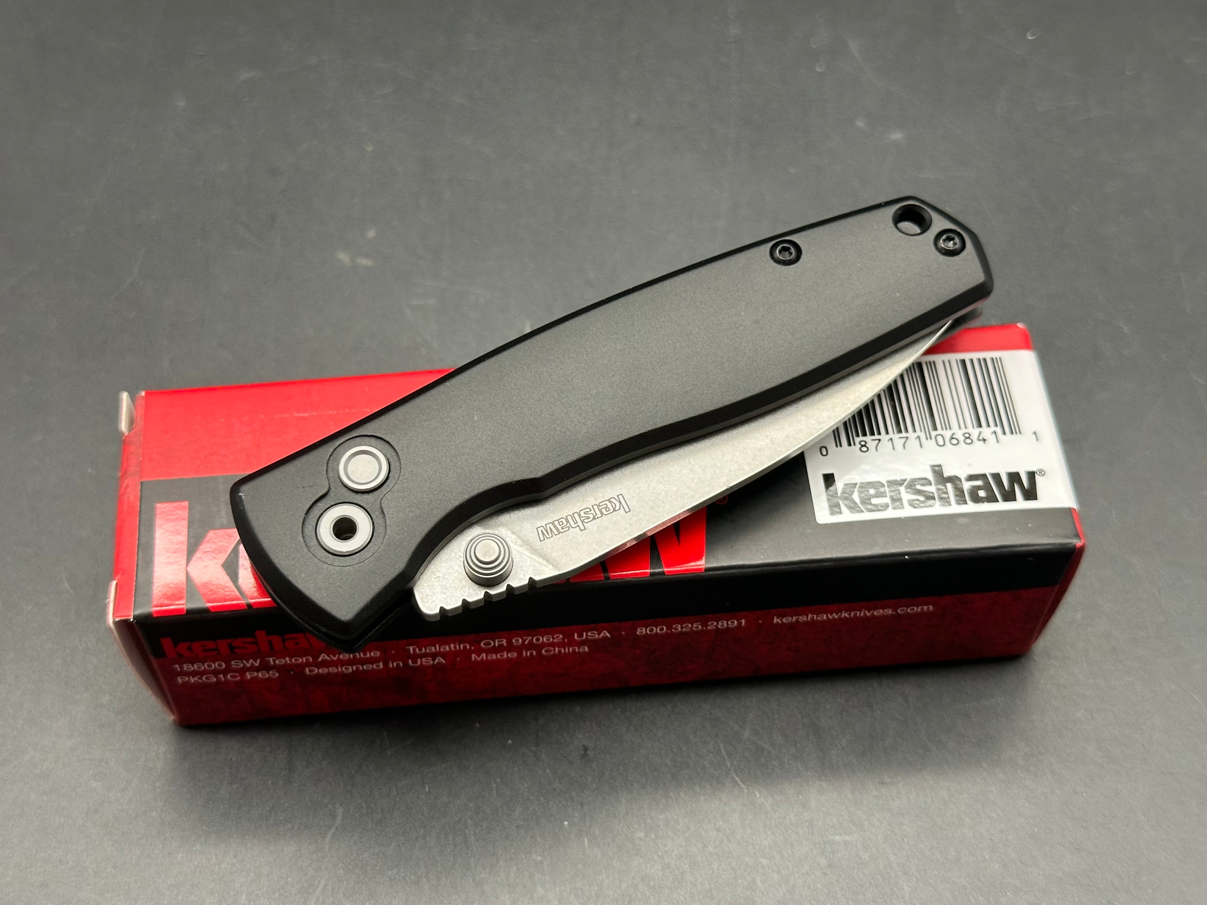 KERSHAW KINDRED BLACK ALUMINUM HANDLE D2 SPEAR POINT PLAIN EDGE