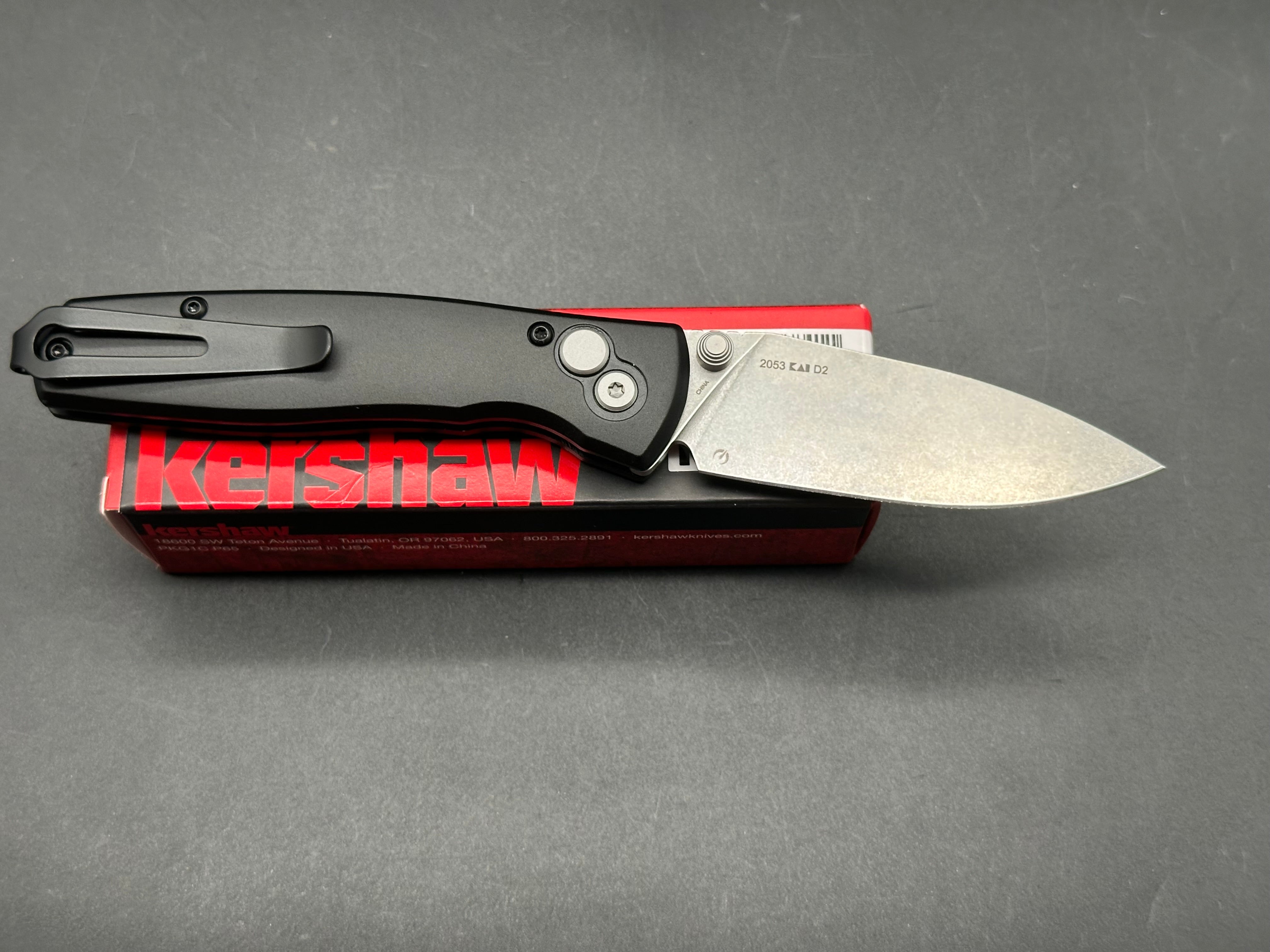 KERSHAW KINDRED BLACK ALUMINUM HANDLE D2 SPEAR POINT PLAIN EDGE