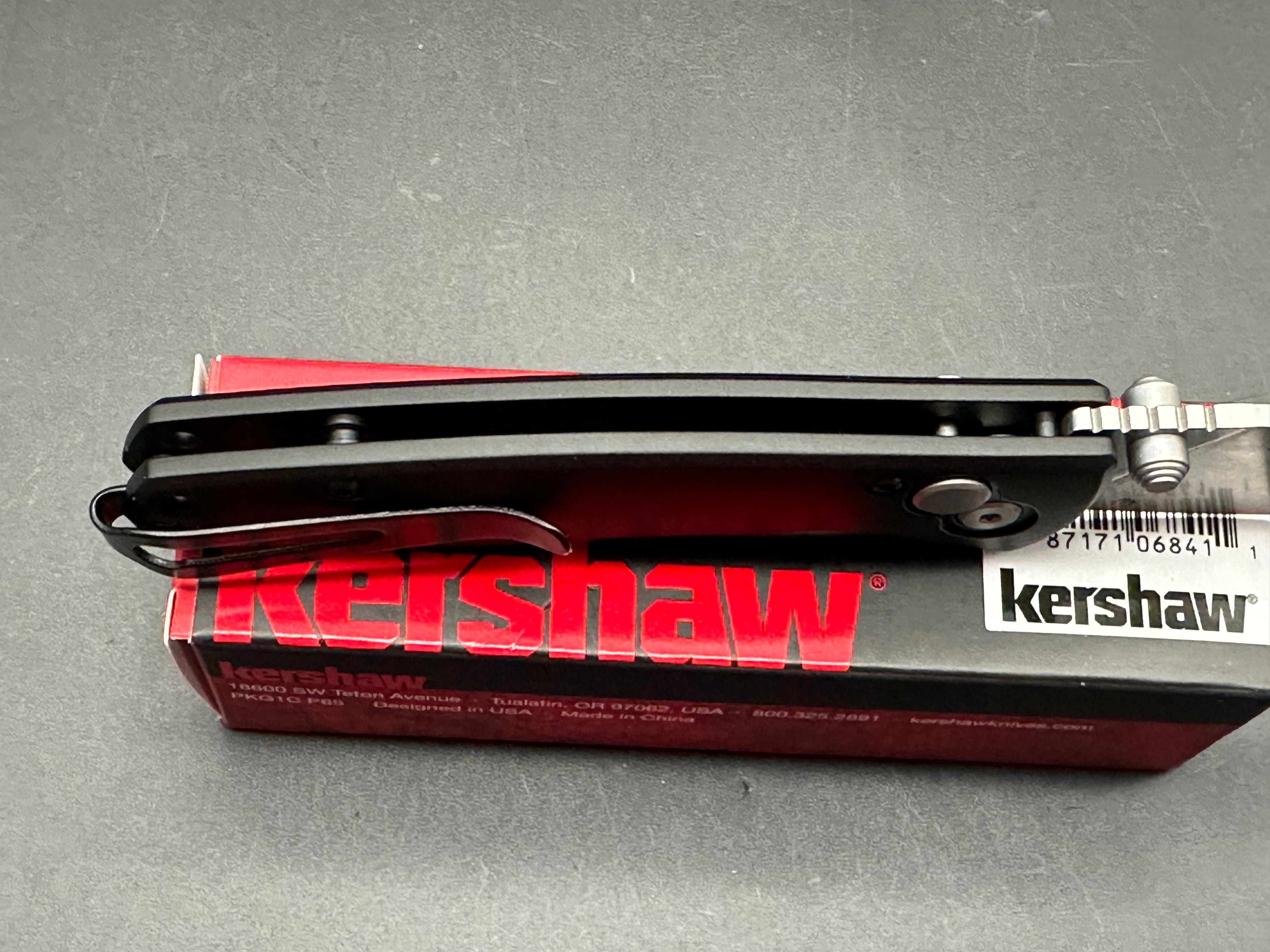 KERSHAW KINDRED BLACK ALUMINUM HANDLE D2 SPEAR POINT PLAIN EDGE