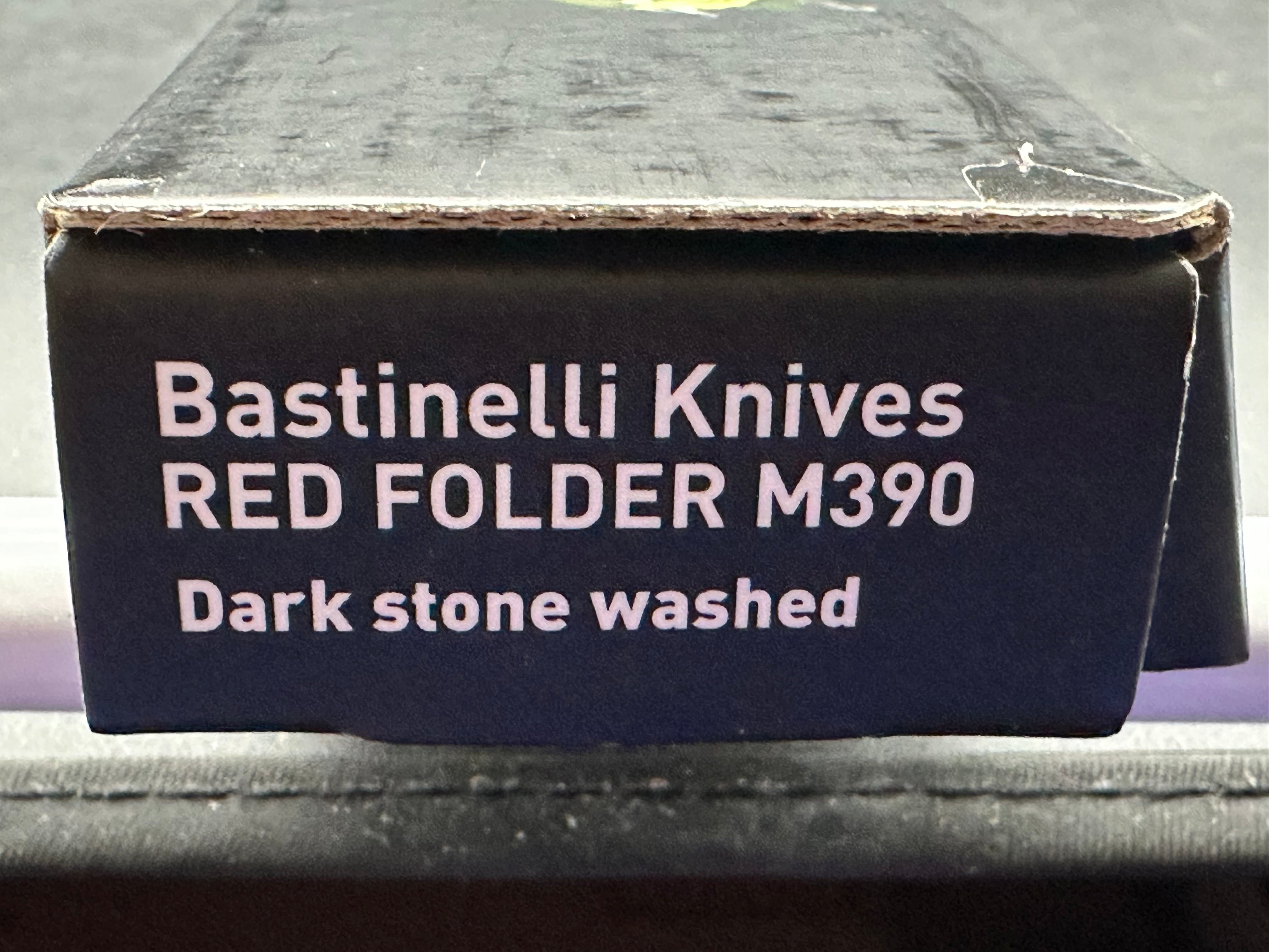 Bastinelli RED Folder Frame Lock Knife (3.5" Stonewash)