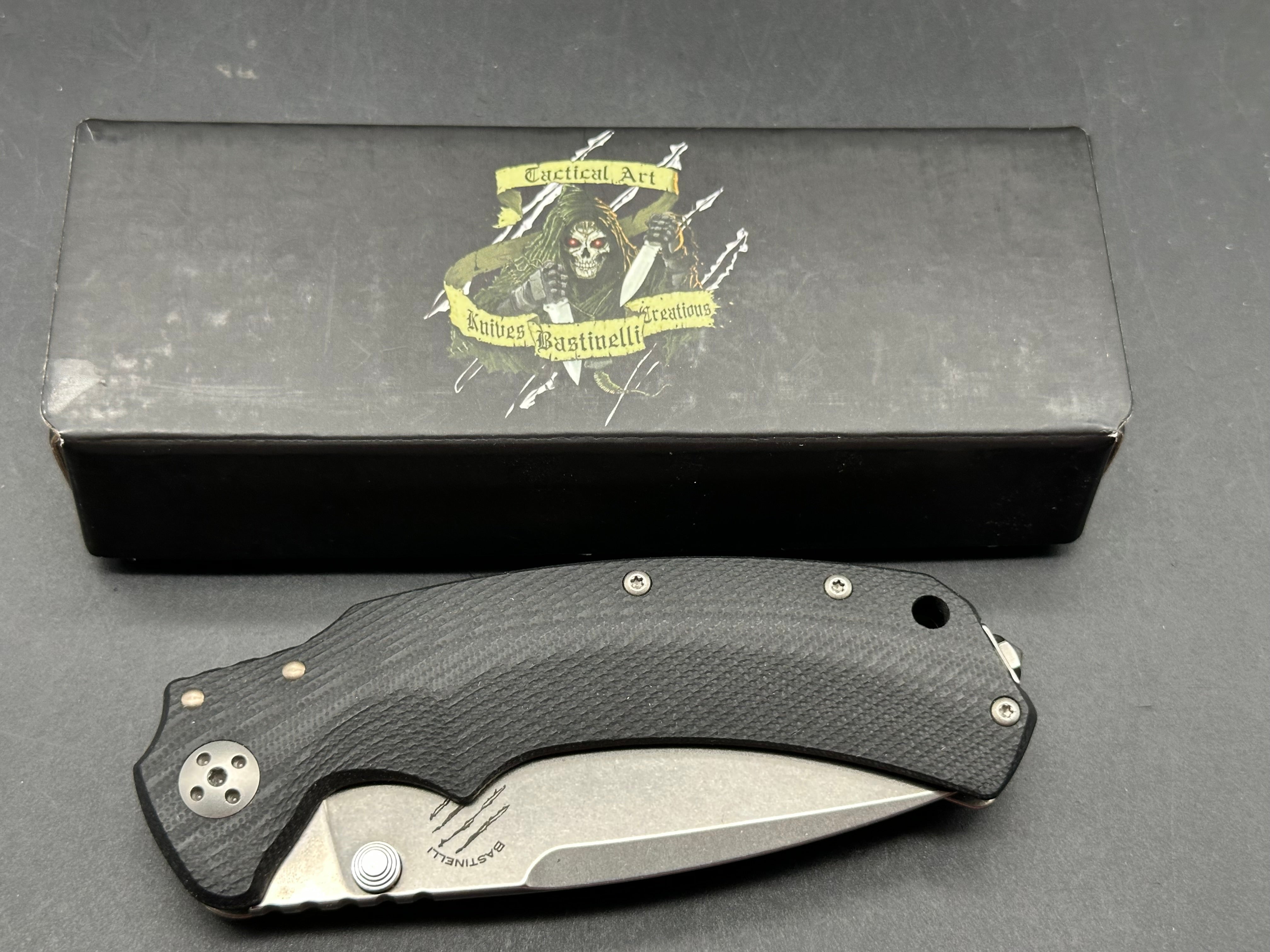 Bastinelli RED Folder Frame Lock Knife (3.5" Stonewash)
