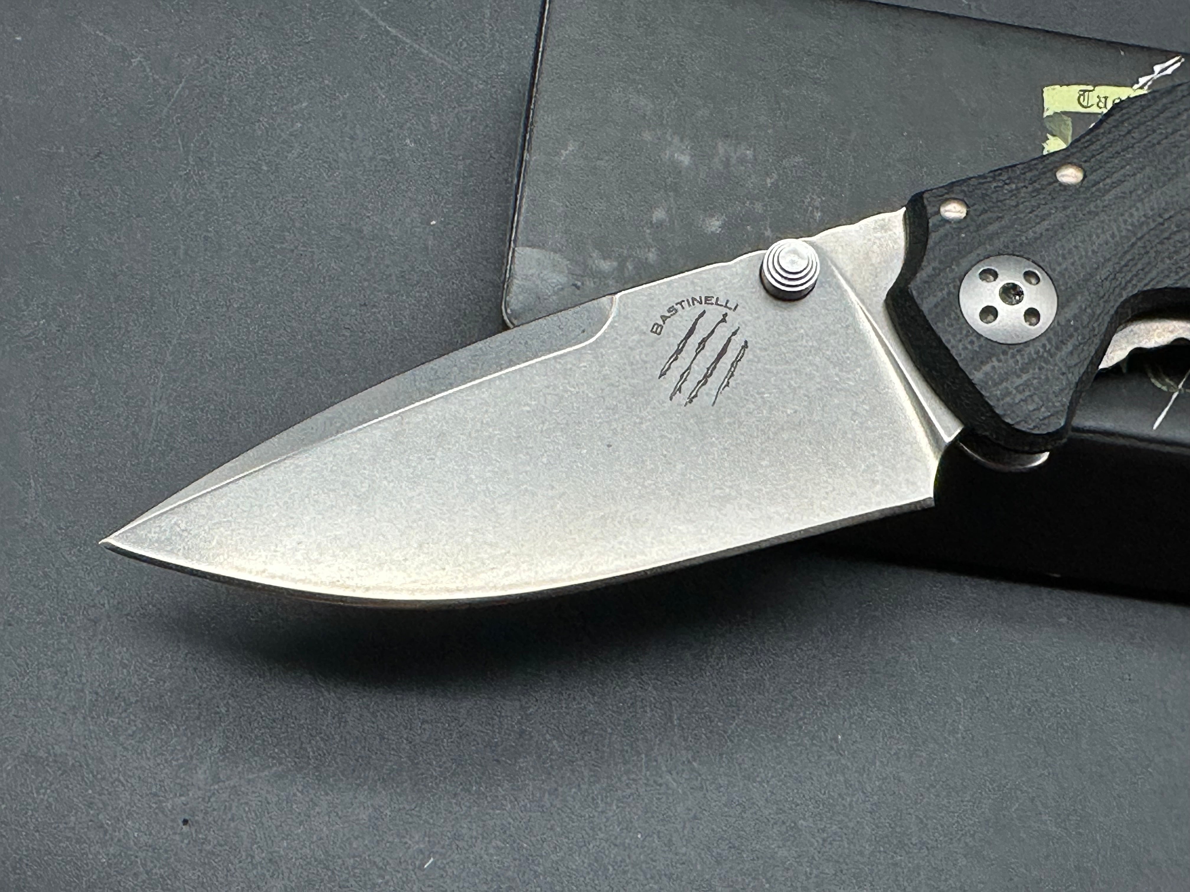 Bastinelli RED Folder Frame Lock Knife (3.5" Stonewash)