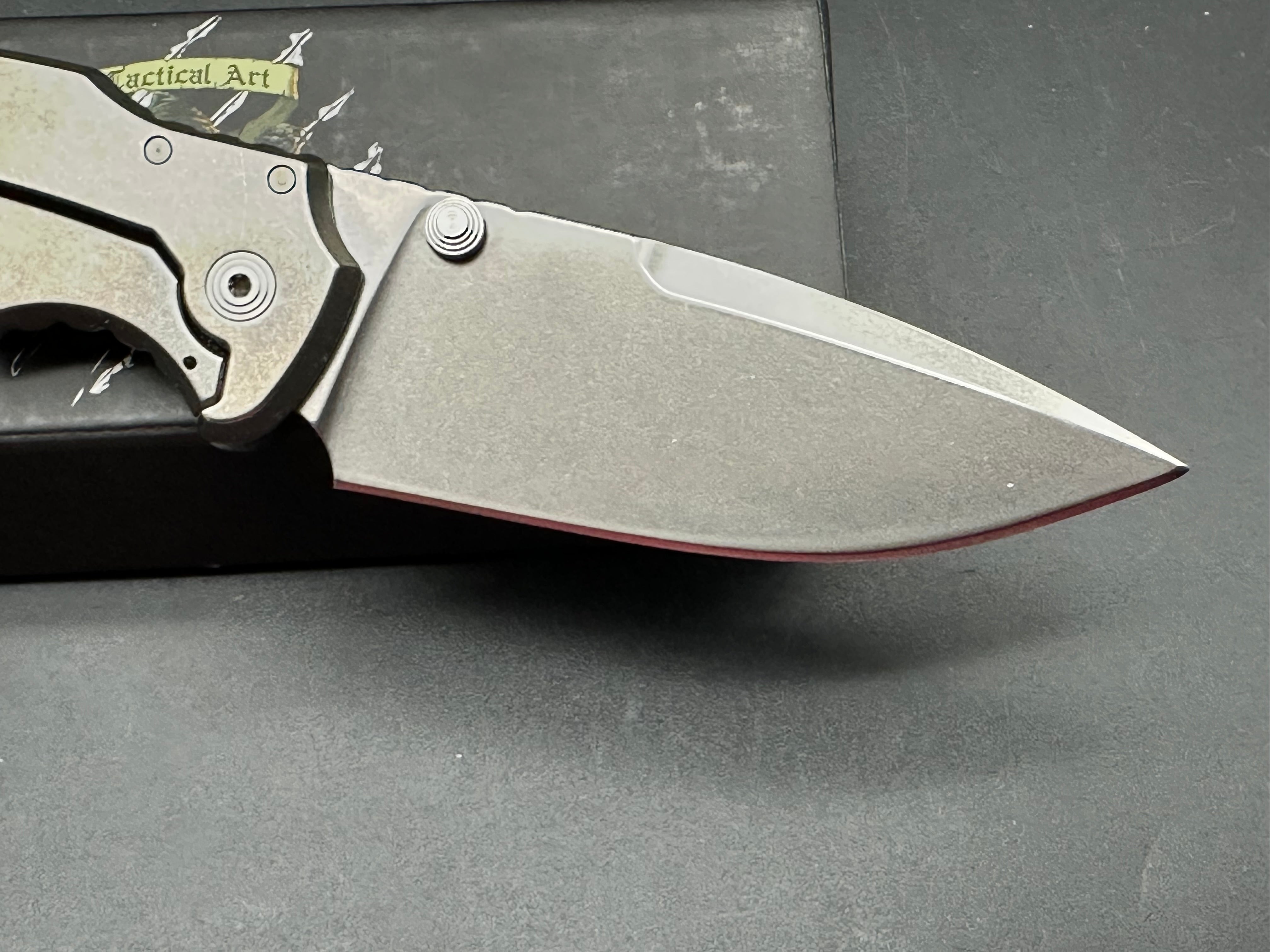 Bastinelli RED Folder Frame Lock Knife (3.5" Stonewash)
