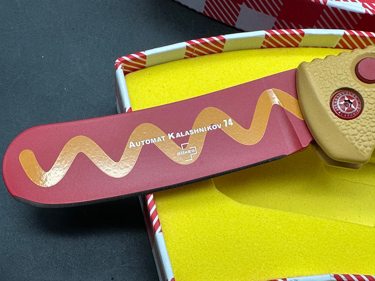 Boker Wiener Warrior Kalashnikov Automatic Knife (3.25" Red) Hot Dog