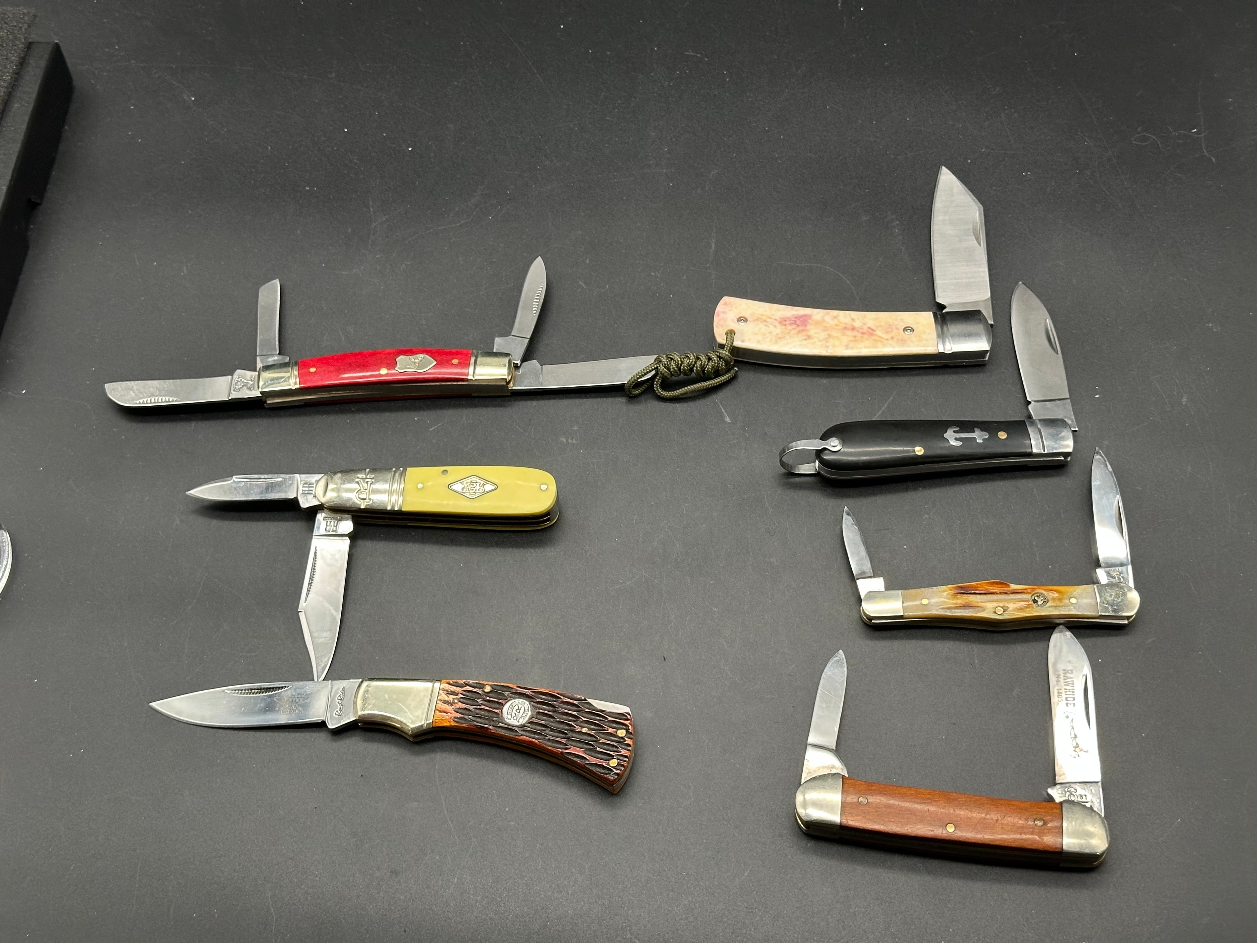 7 knife package deal Queen Cutlery , Rough Rider,White Tail, German Creek etc