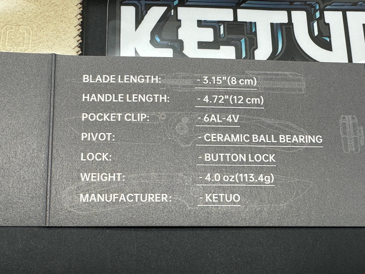 KETO KK-TRIAD TC Titanian Carbon Fiber Inlays RGB M390 Tanto stonewash
