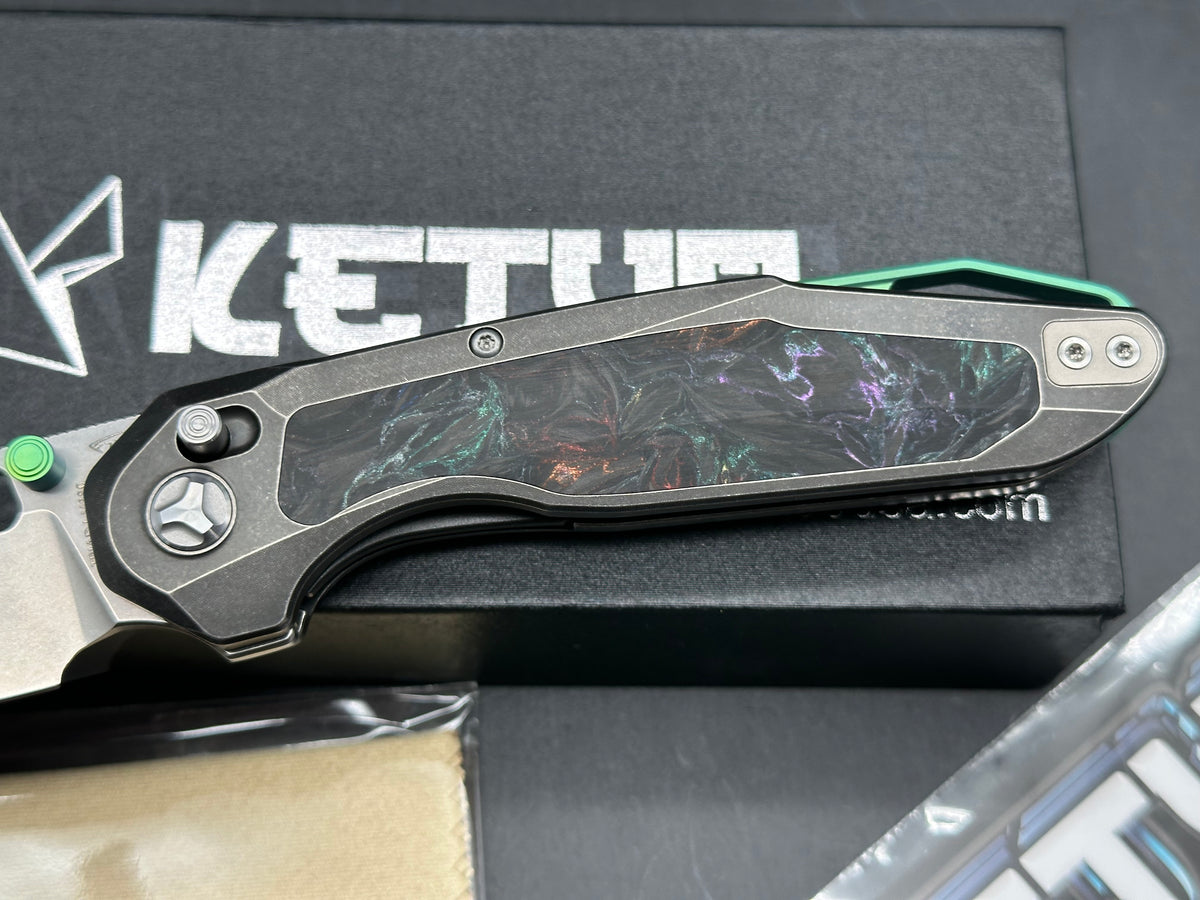 KETO KK-TRIAD TC Titanian Carbon Fiber Inlays RGB M390 Tanto stonewash