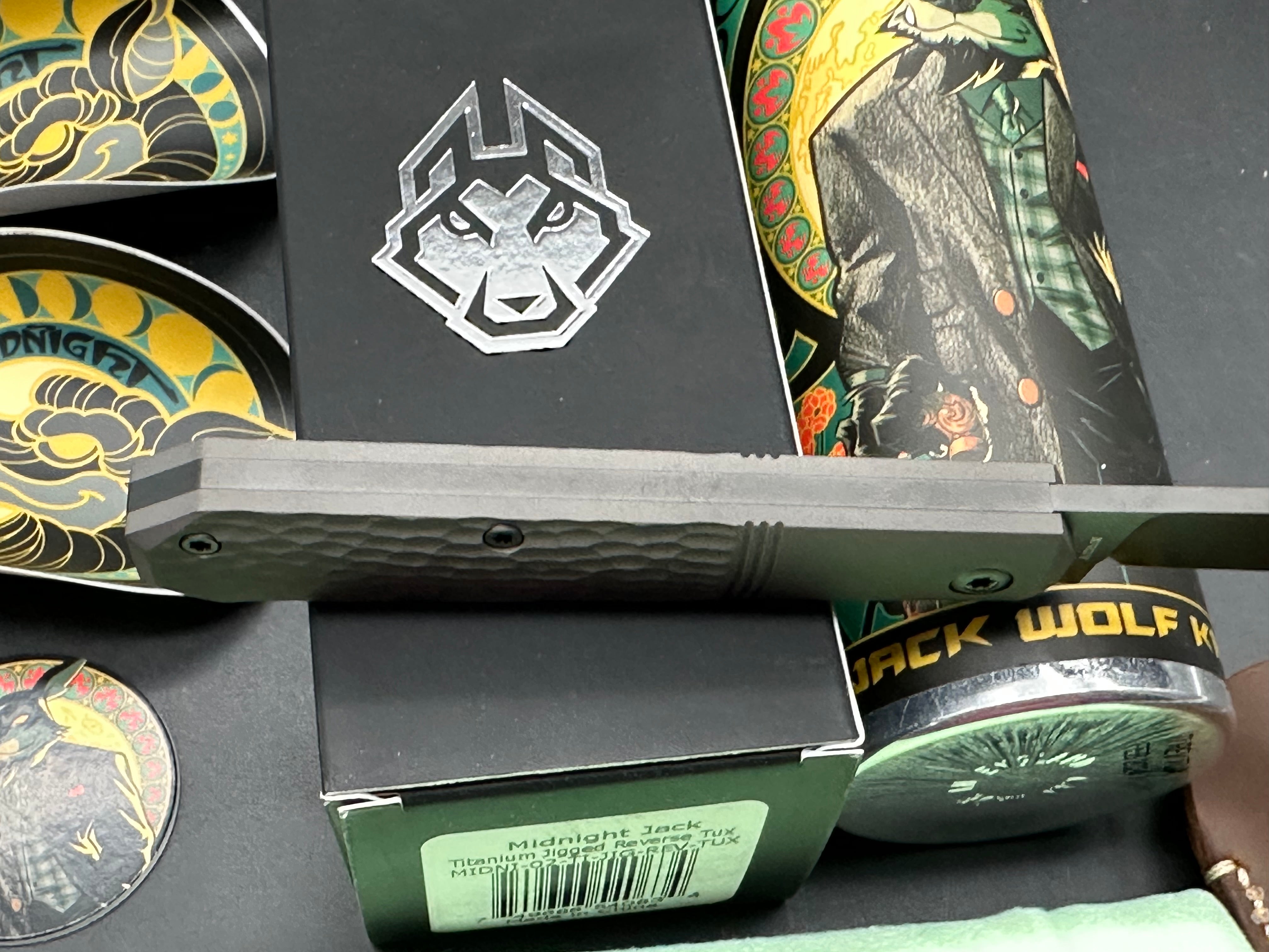 Jack Wolf Knives Midnight Jack - CPM-S90V - Reverse Tux Jigged Titanium