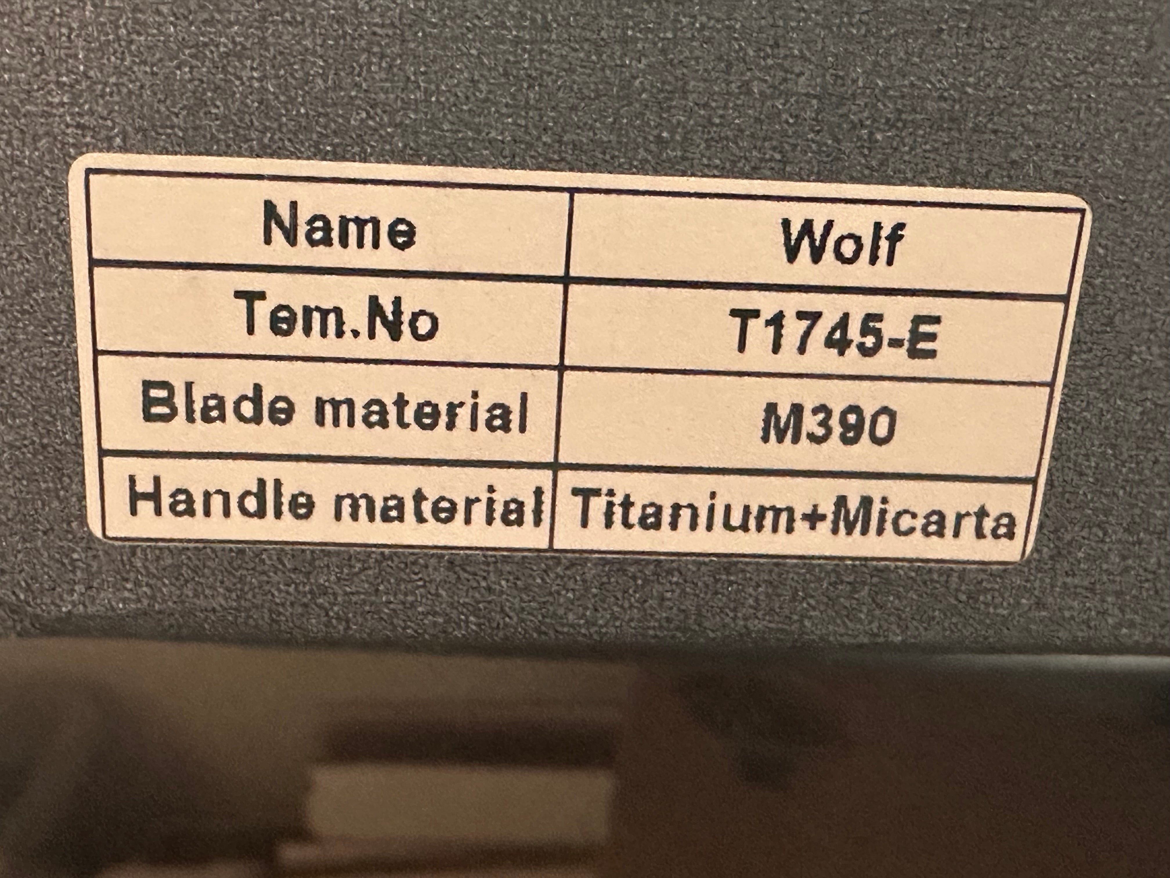 TUYA WOLF FOLDING KNIFE MICARTA HANDLE M390 PLAIN EDGE