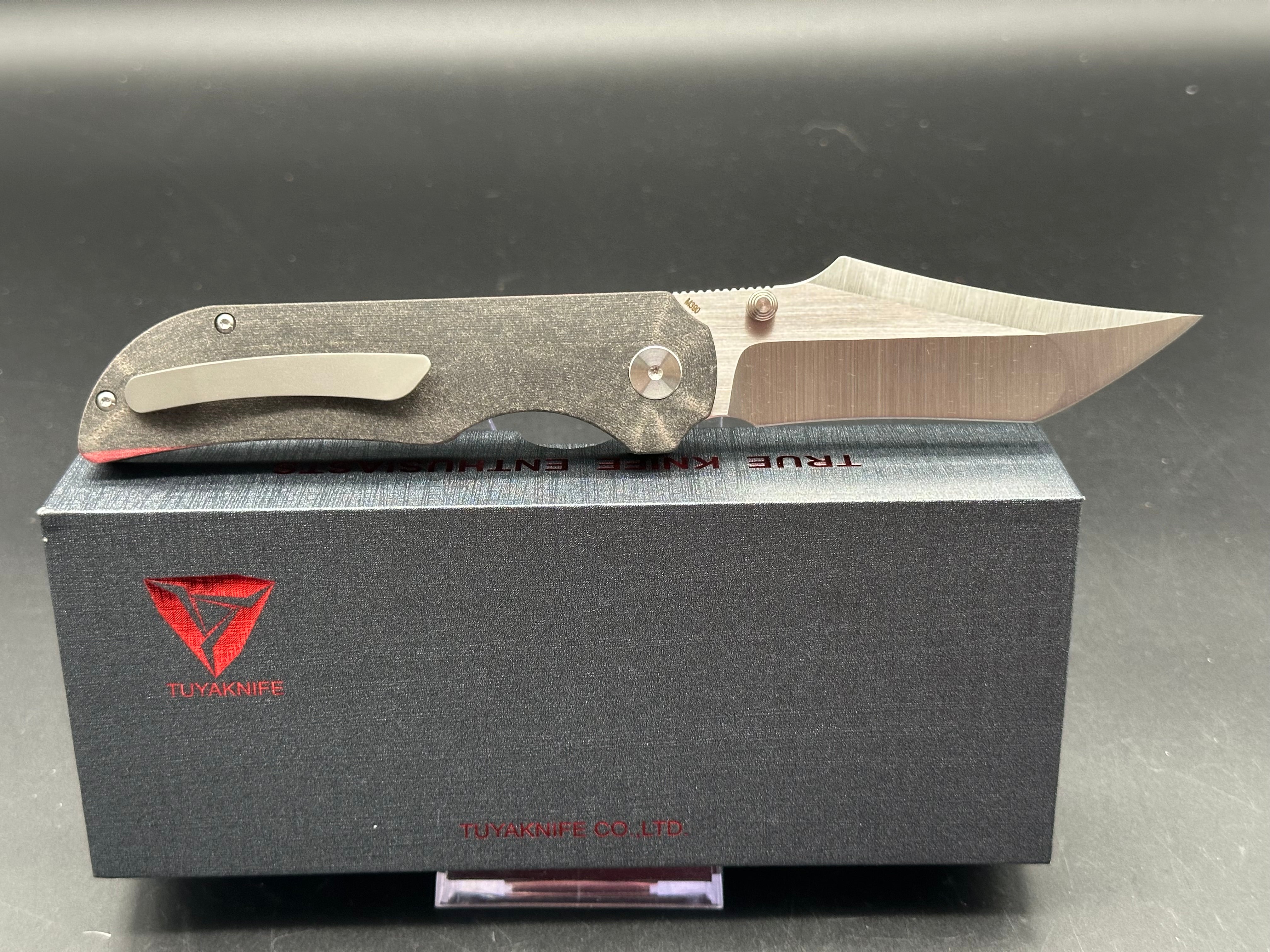 TUYA WOLF FOLDING KNIFE MICARTA HANDLE M390 PLAIN EDGE