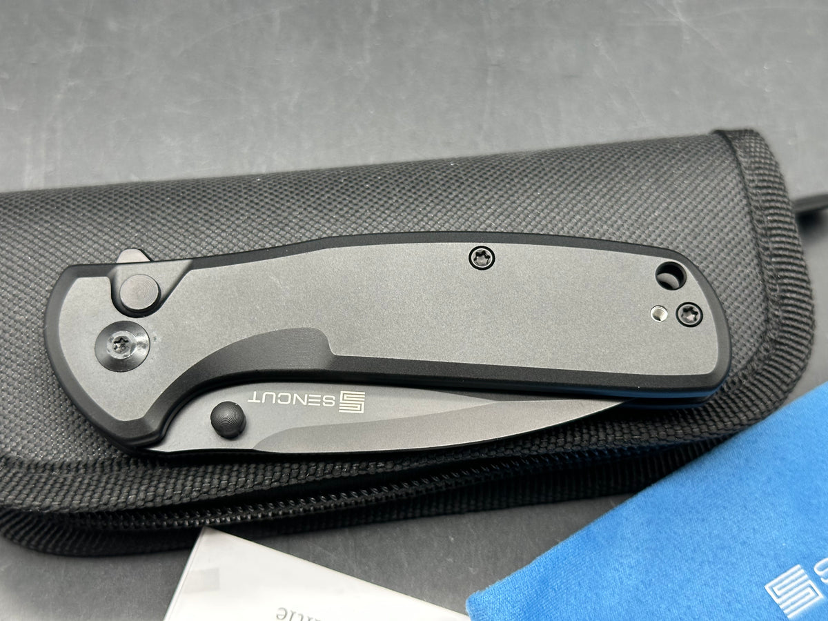 Sencut ArcBlast, 2.98" 9Cr18MoV Black Drop Point Blade with Black Aluminum Scales