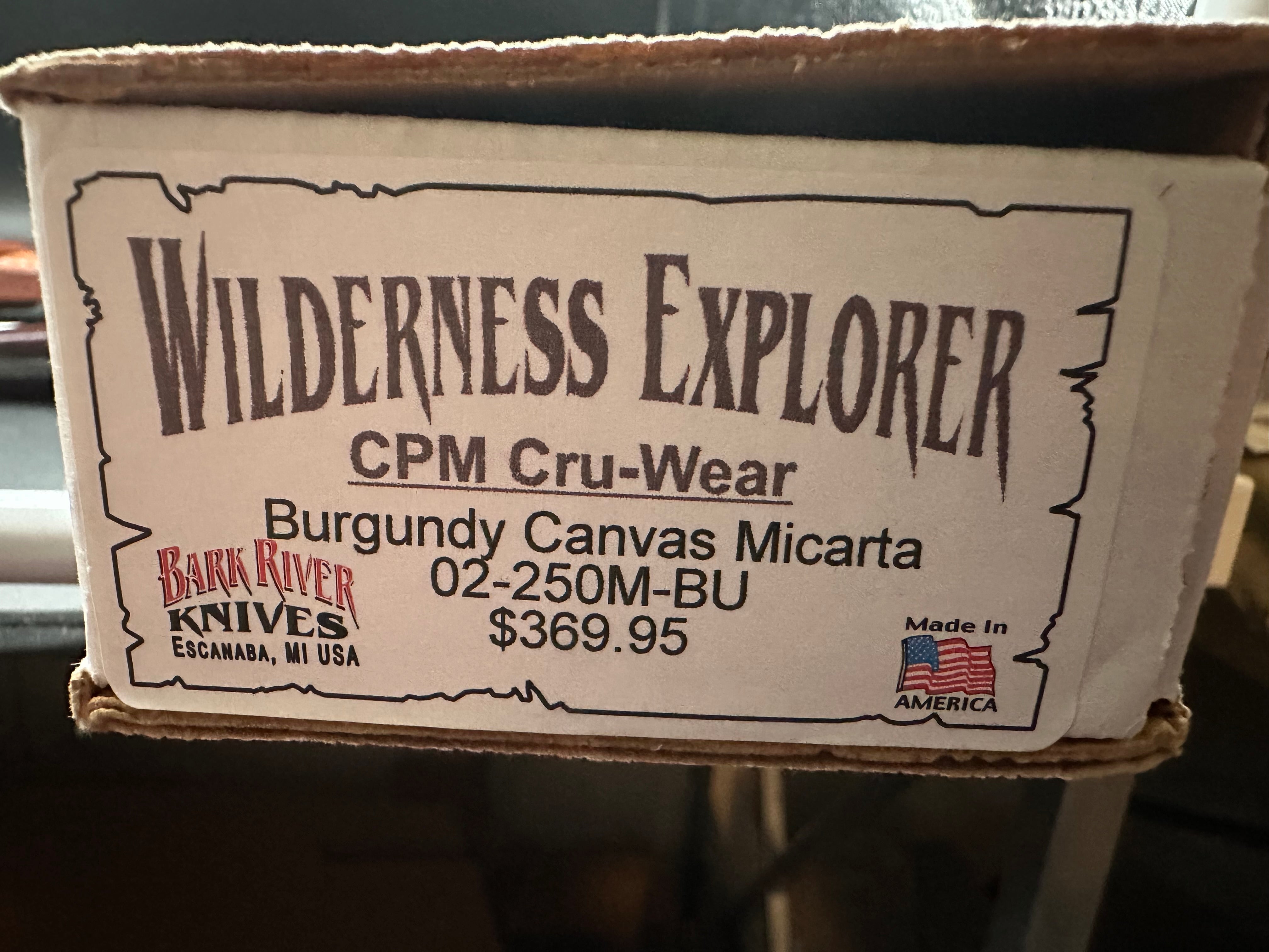 Bark River Wilderness Explorer Burgandy Micarta handle Cru Wear blade