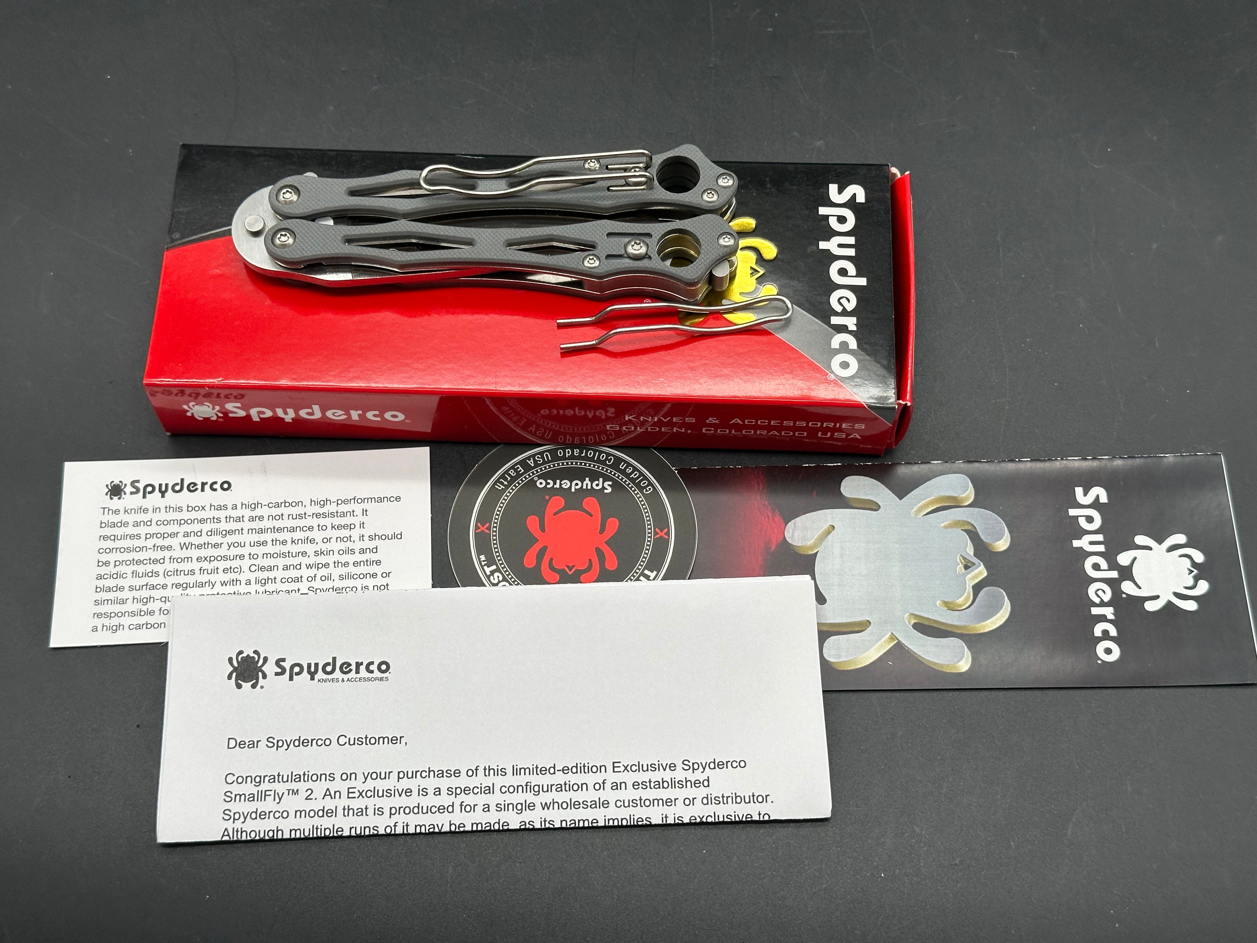 Spyderco SmallFly 2 Butterfly Knife Gray G-10 (3.4" Satin CPM Cru-Wear)
