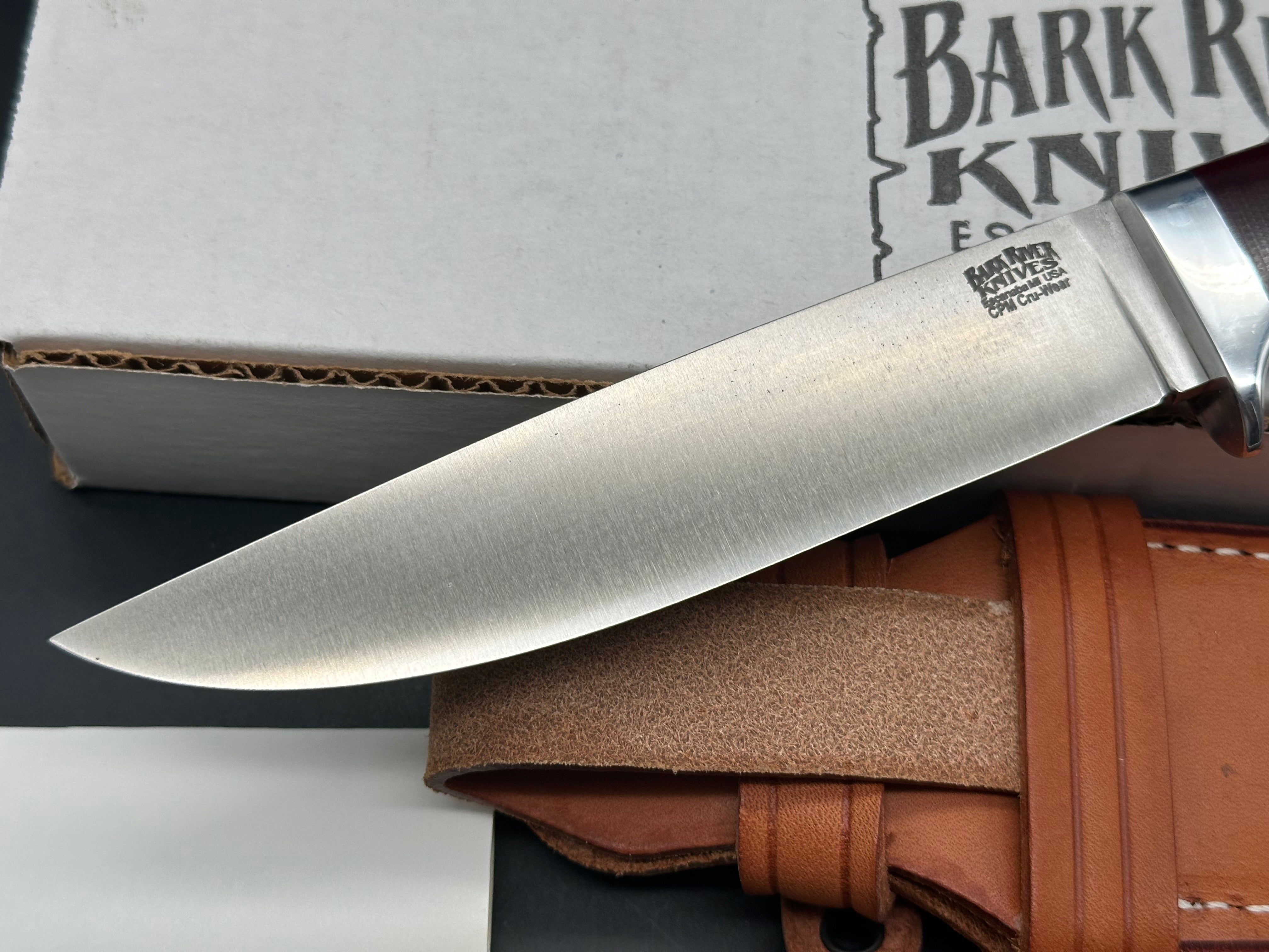 Bark River Wilderness Explorer Burgandy Micarta handle Cru Wear blade