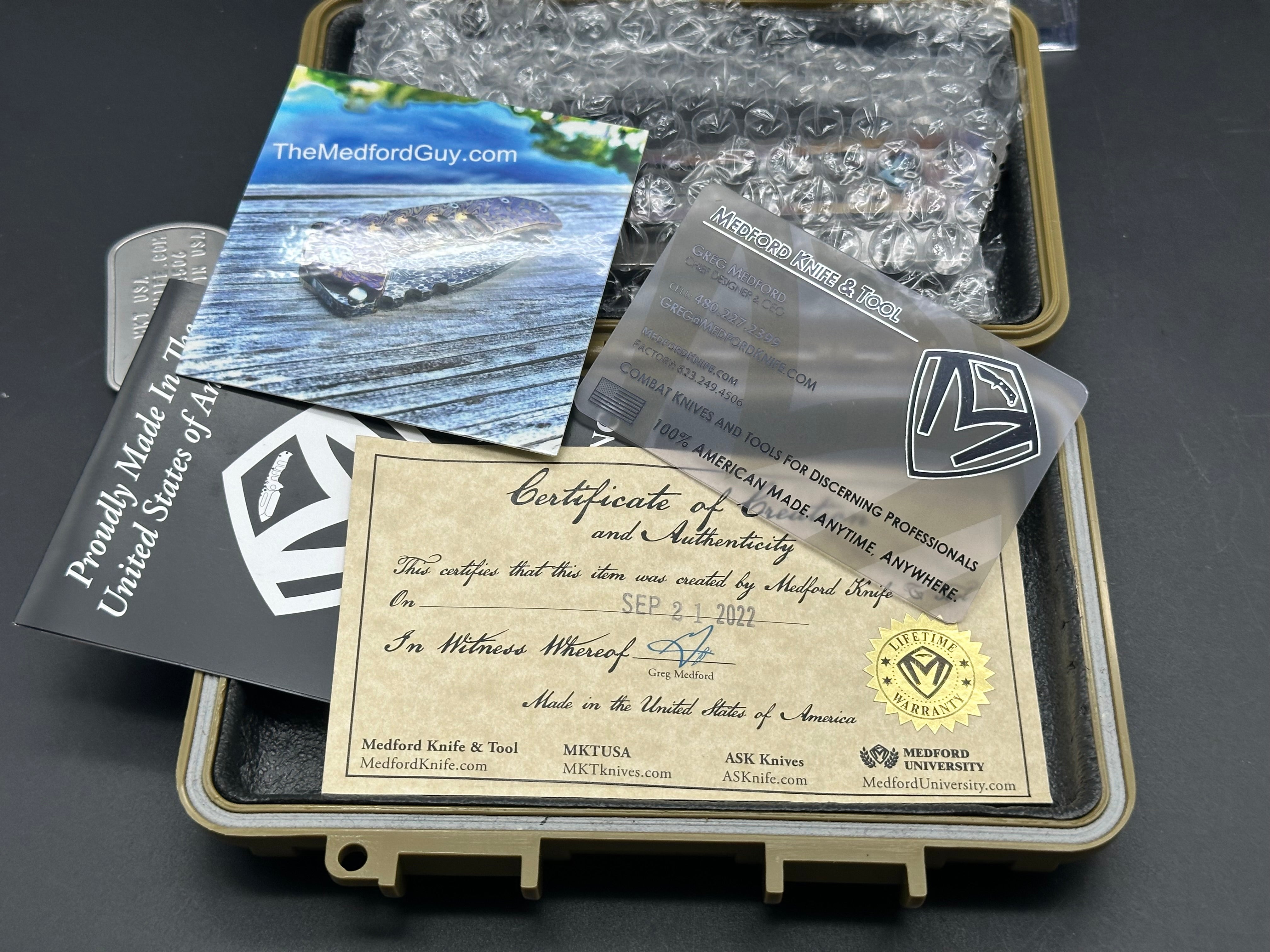 MEDFORD KNIVES TFF-1 S35VN PVD BLADE WITH TUMBLED HANDLE/ FLAMED CLIP & PIVOT