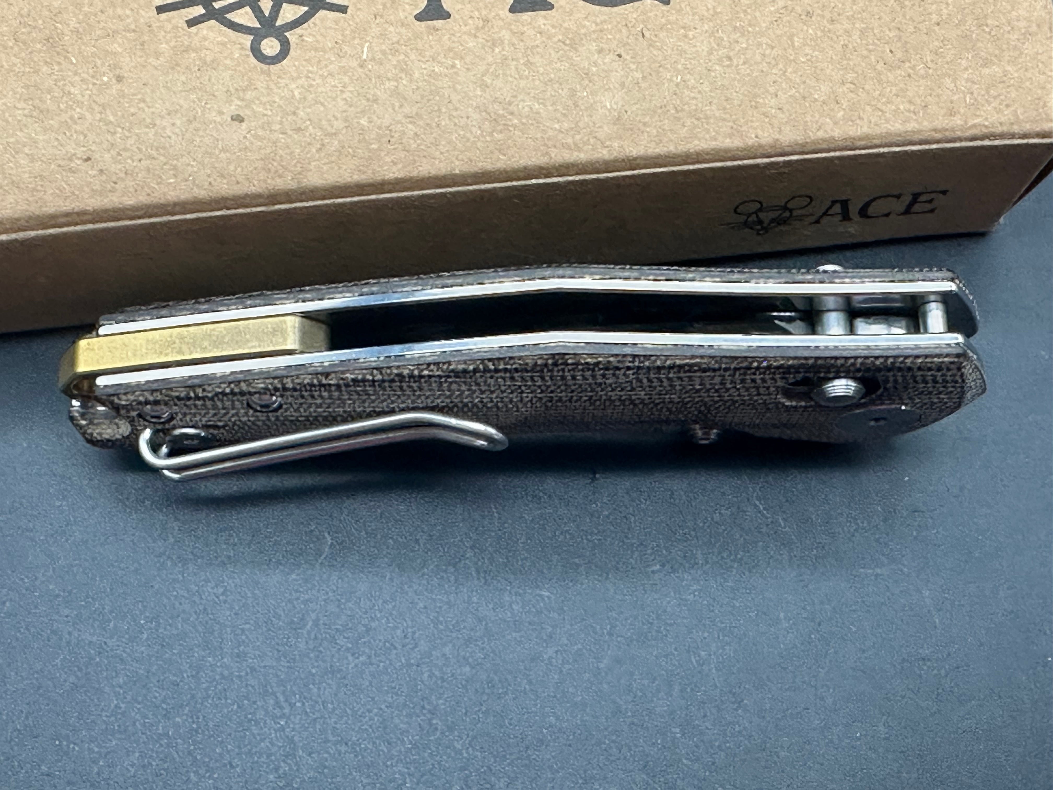 GiantMouse ACE Nazca - Stonewashed M390 Blade - Green Canvas Micarta