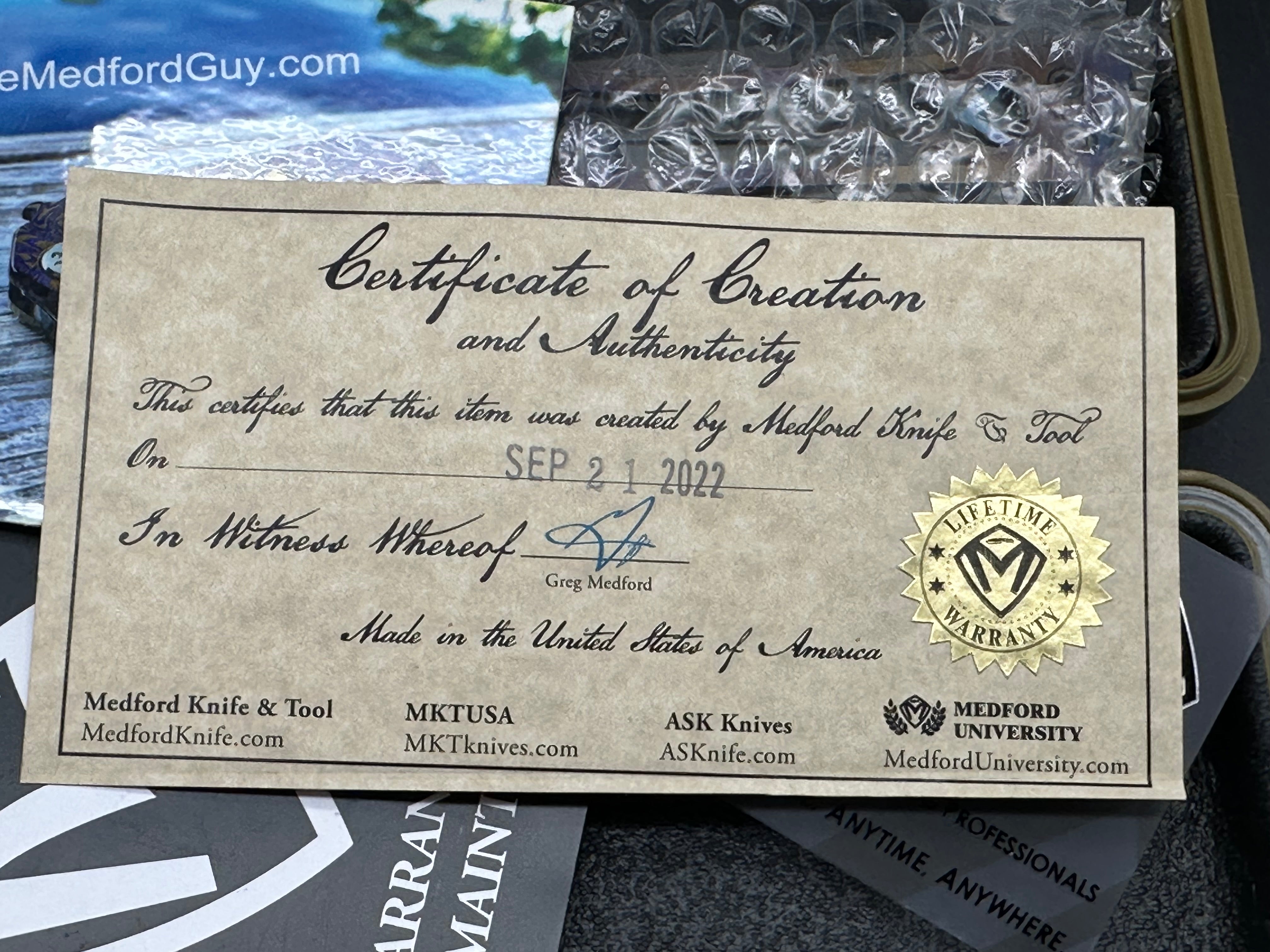 MEDFORD KNIVES TFF-1 S35VN PVD BLADE WITH TUMBLED HANDLE/ FLAMED CLIP & PIVOT