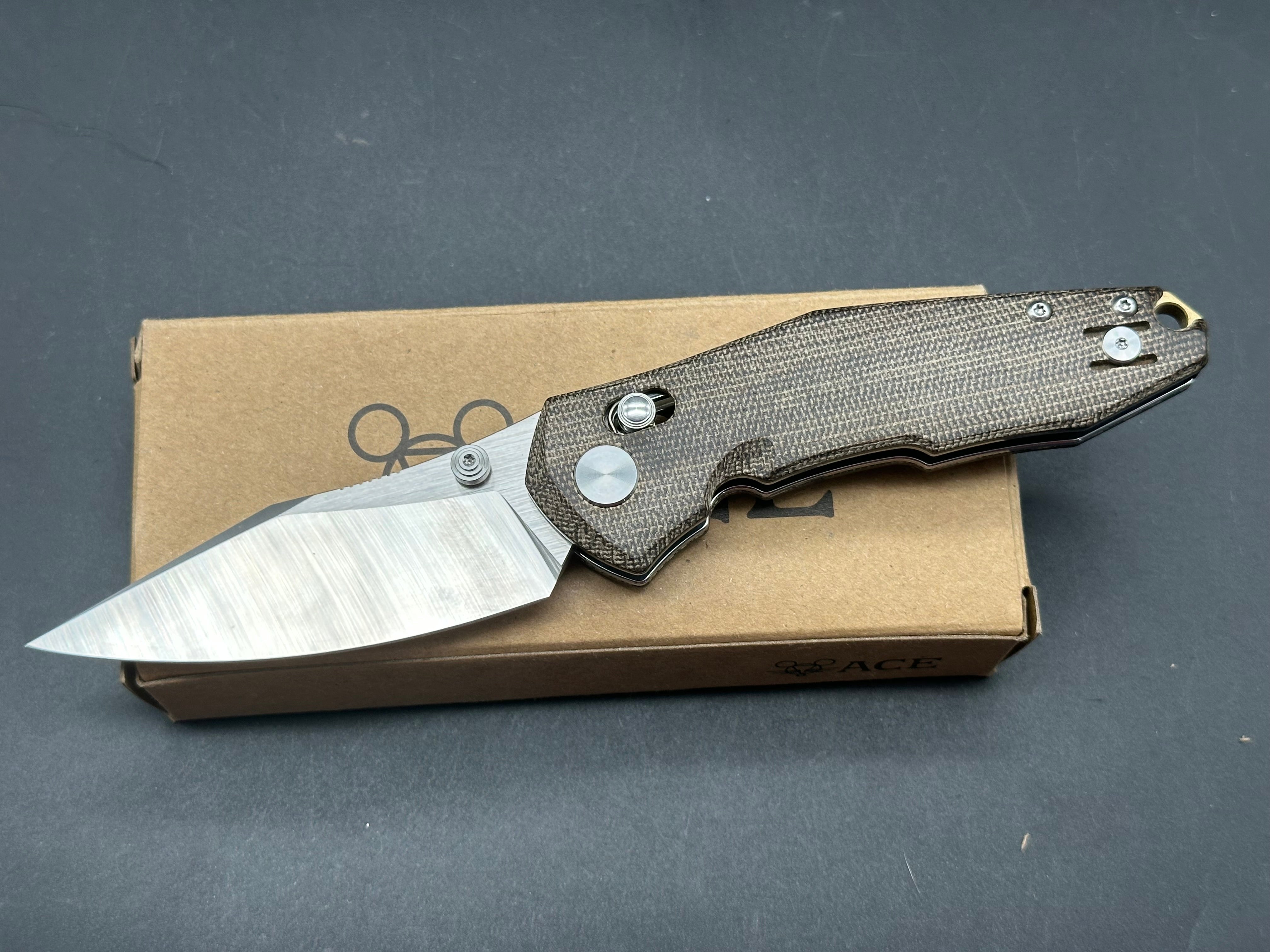 GiantMouse ACE Nazca - Stonewashed M390 Blade - Green Canvas Micarta