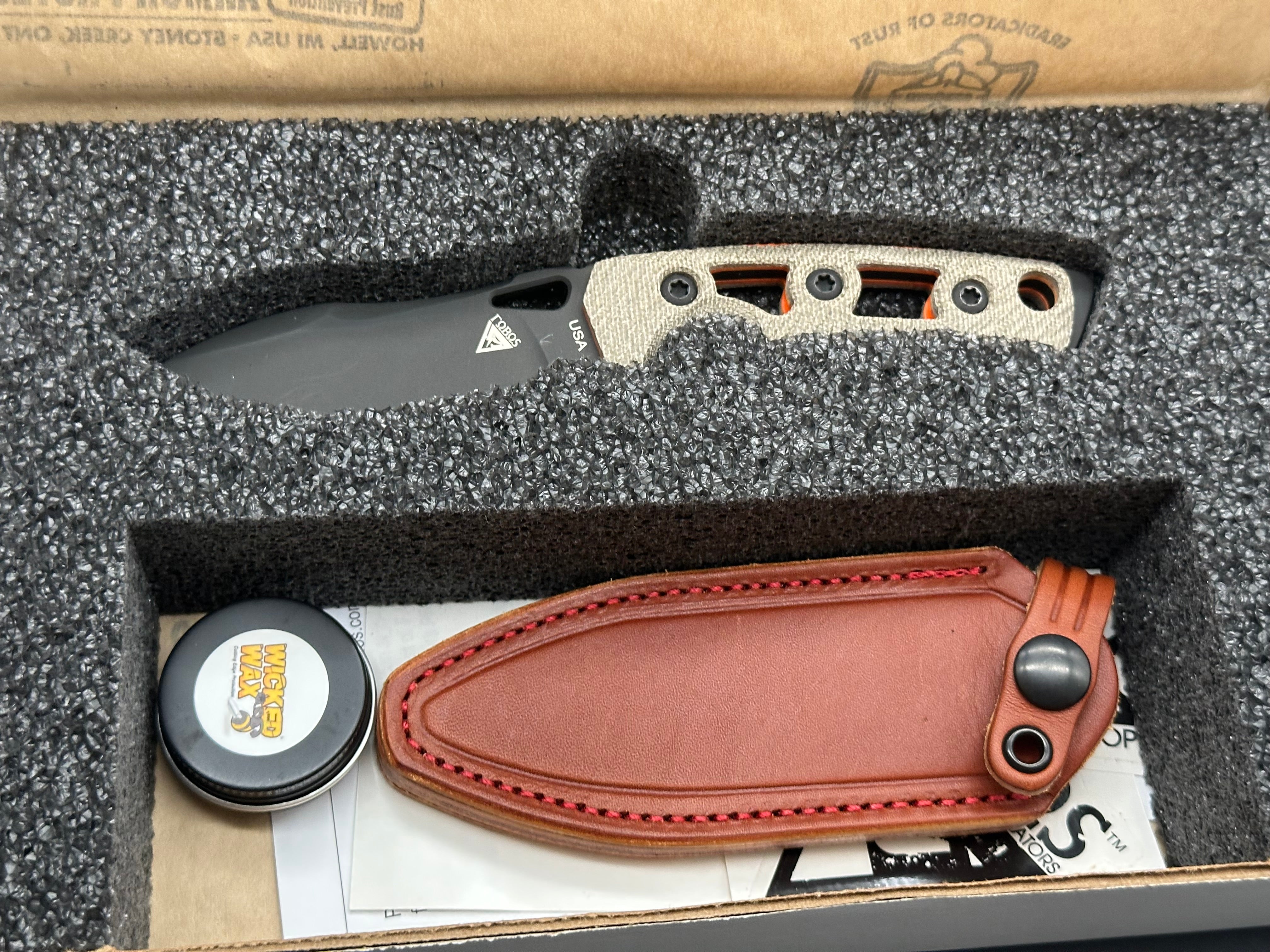 FOBOS Tier 1 mini-mini green micarta w/PVD 154CM blade