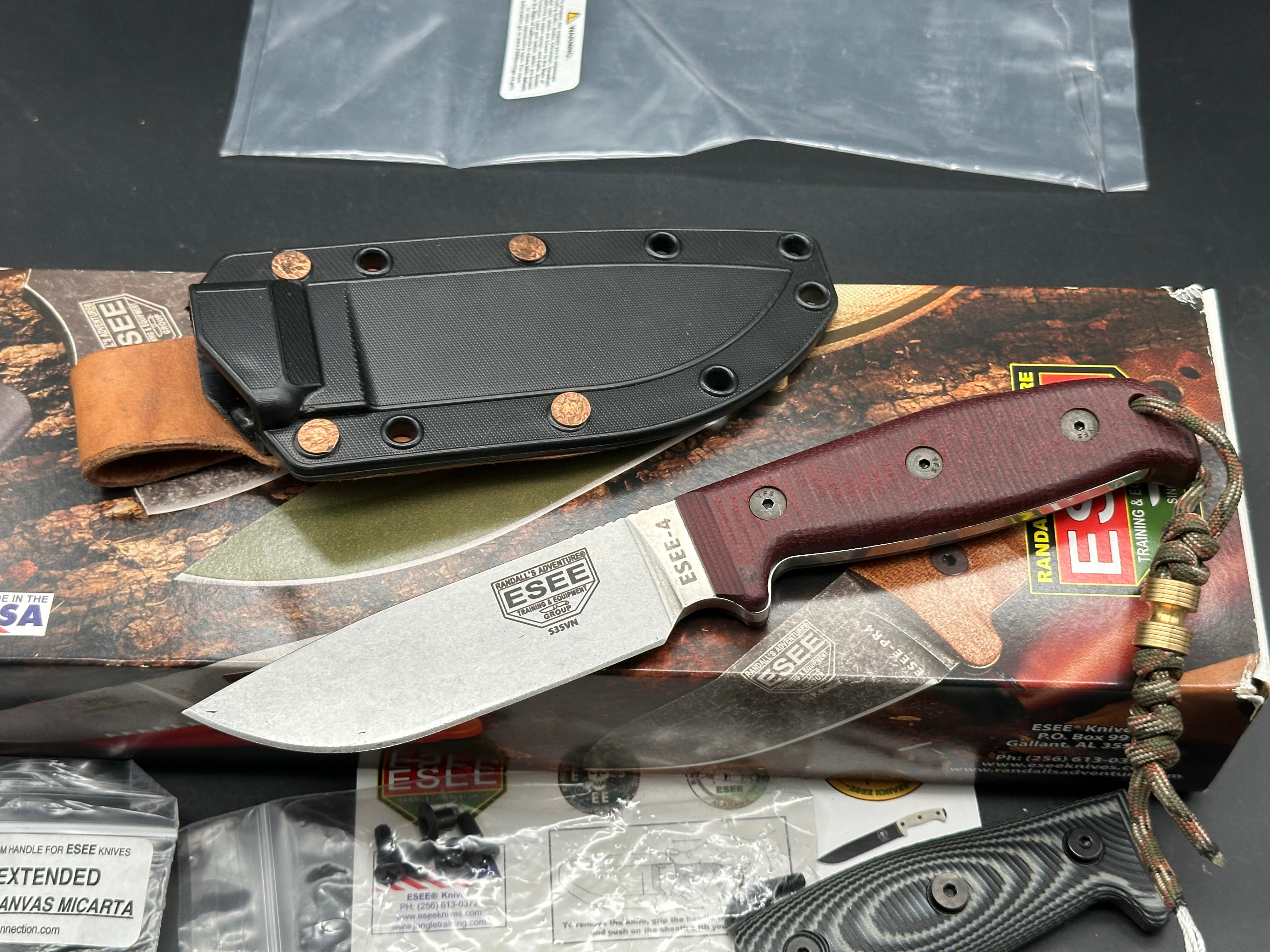 ESEE Knives ESEE-4 Fixed Blade Knife 3D Black/Gray G-10 (4.5" Stonewash S35VN)