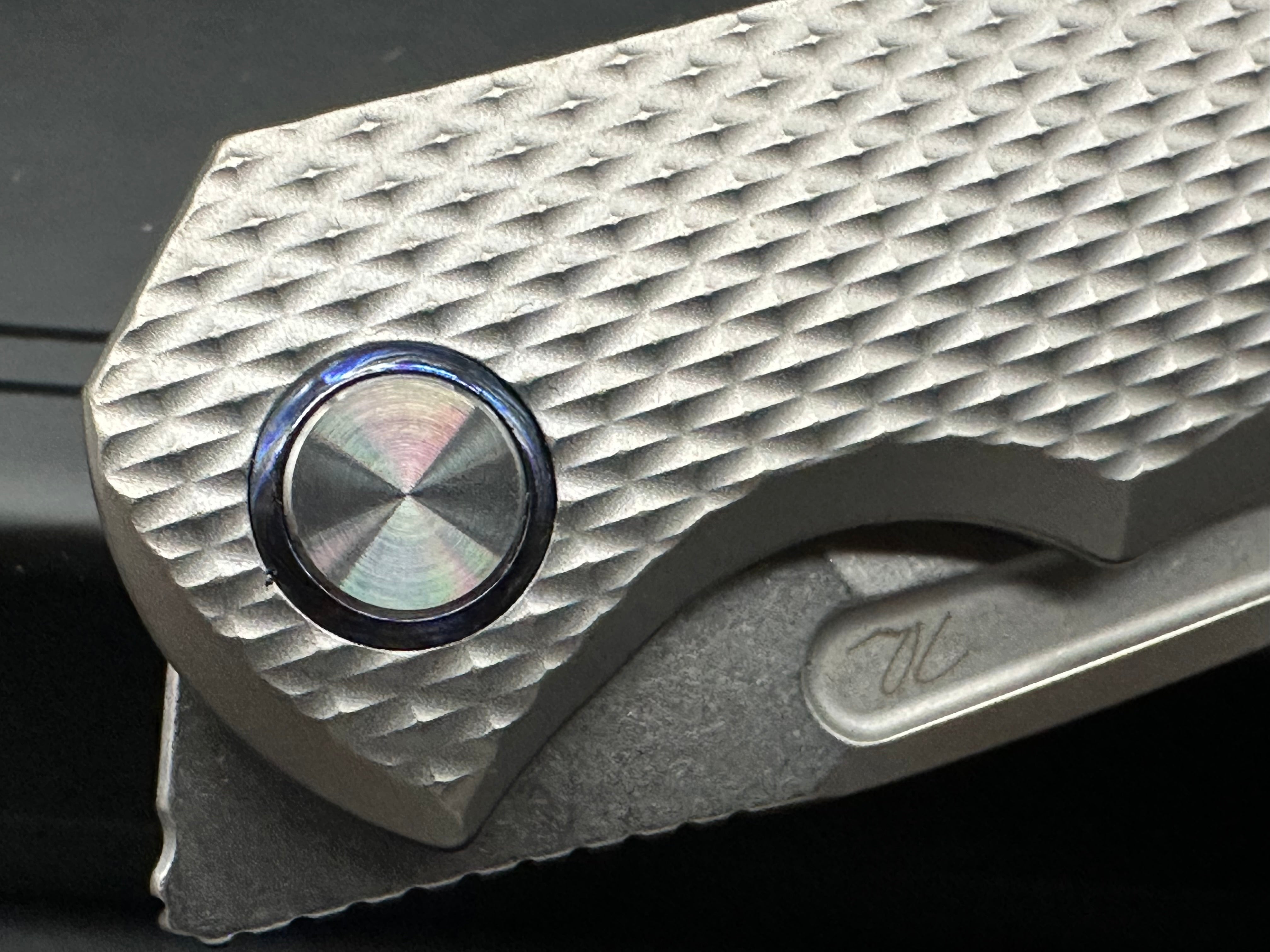 T.W. Price + Bestech Dawn v3 CPM MagnaCut Blade Diamond Textured Ti Scales and Timascus Pivot Collars and Timascus Clip