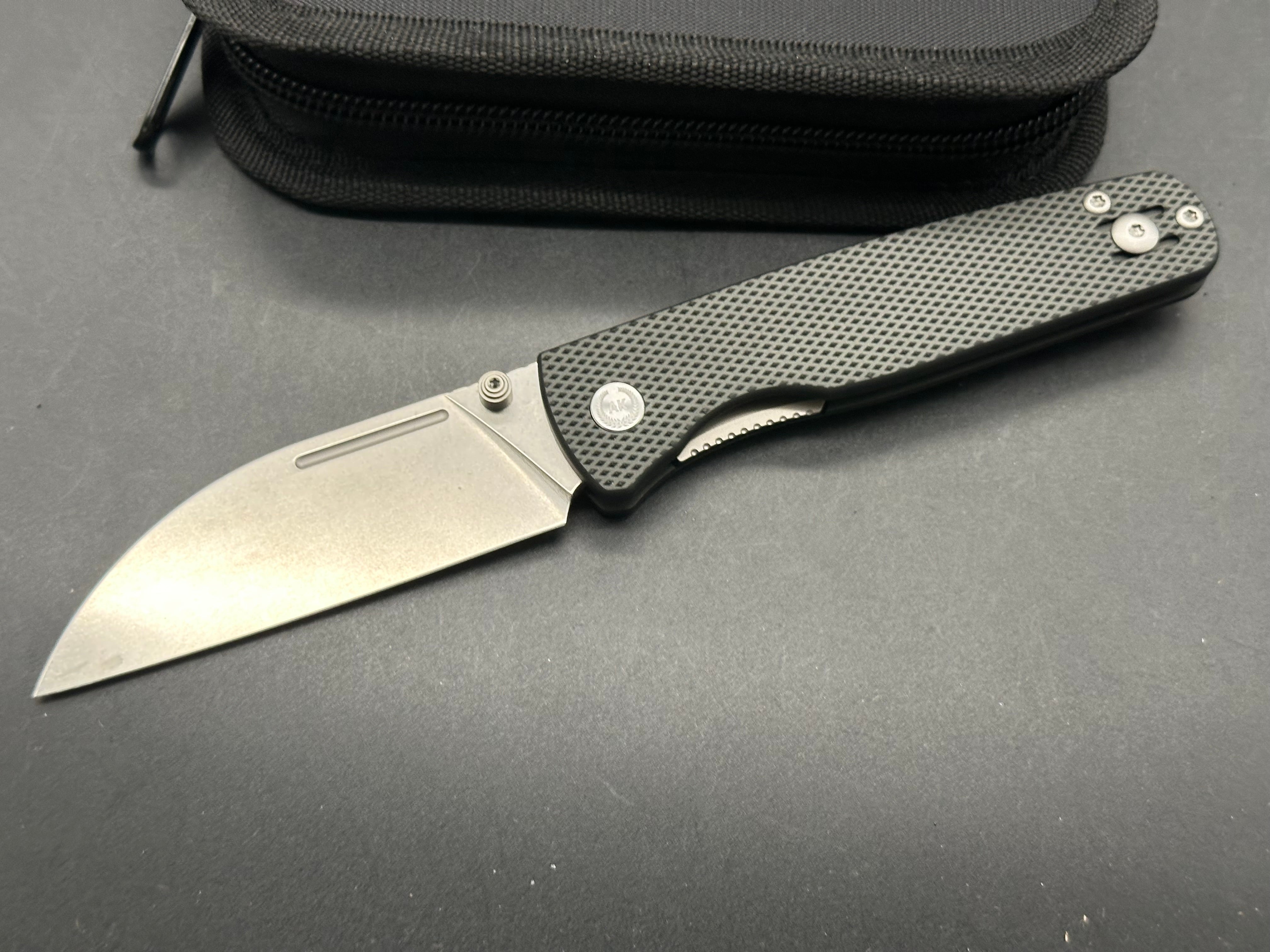 Asher WharnEDC 3.2" M390 Stonewash Blade with Milled Diamond Texture Aluminum Scales