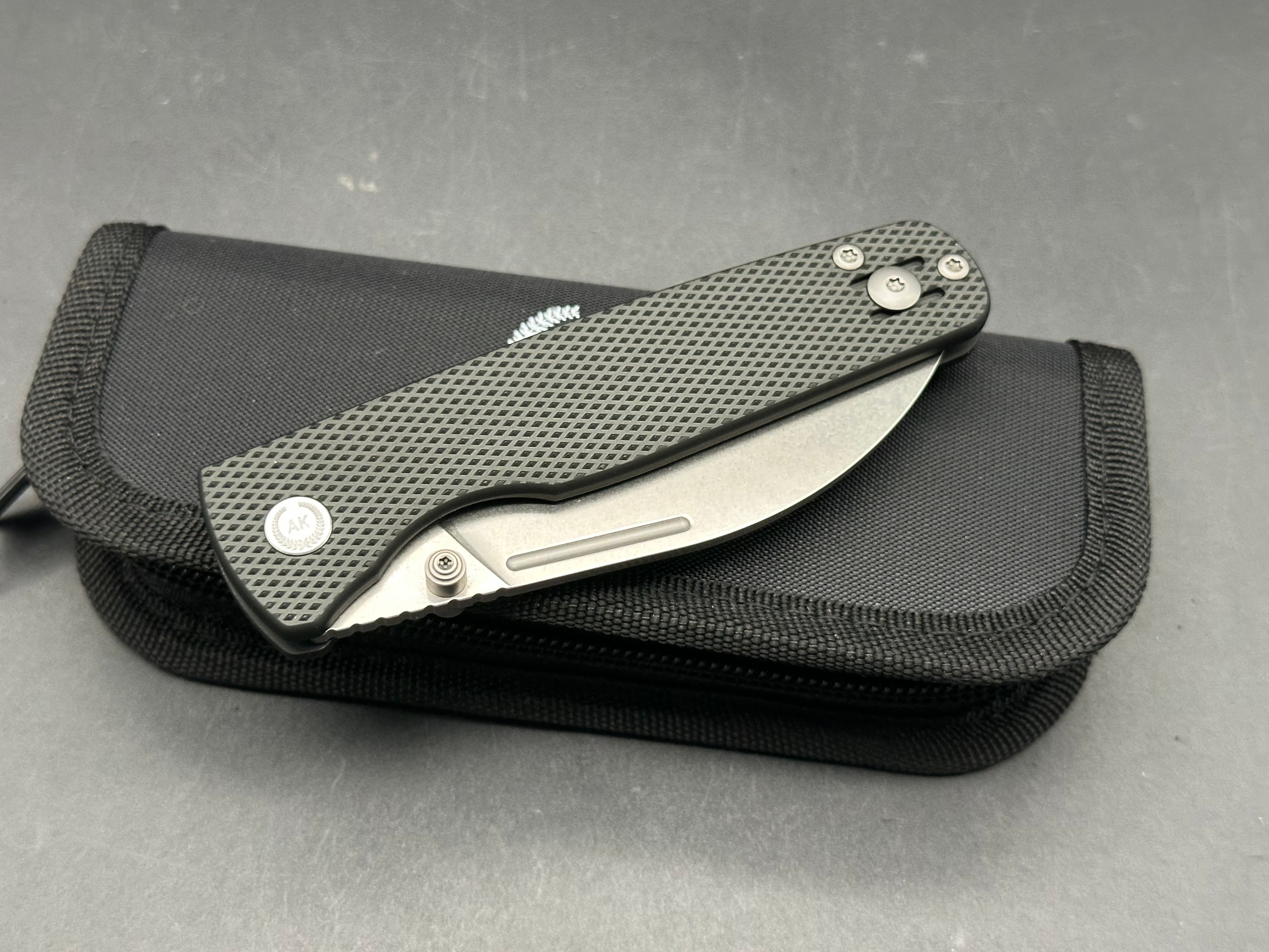 Asher WharnEDC 3.2" M390 Stonewash Blade with Milled Diamond Texture Aluminum Scales